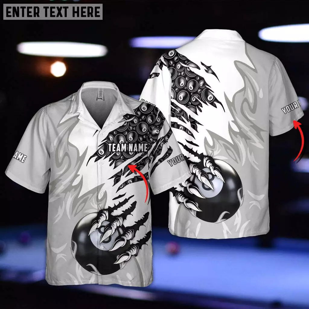 Personalized Name Team 8 Ball Billiard Hawaiian Shirt