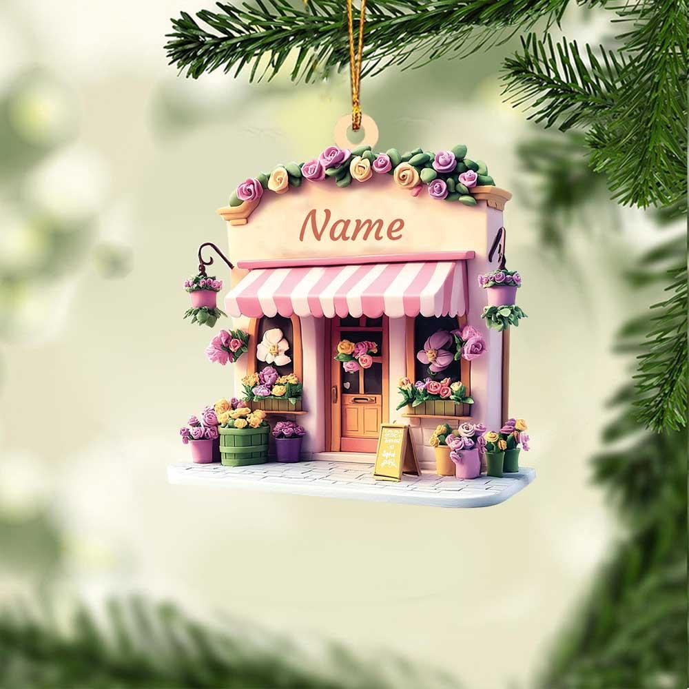 Personalized Flower Shop Ornament, Florist Christmas Ornament, Florist Shop Ornament Decor, Flowers Lovers Holiday Ornament