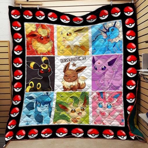 PKM Eevee Evolution Quilt Blanket