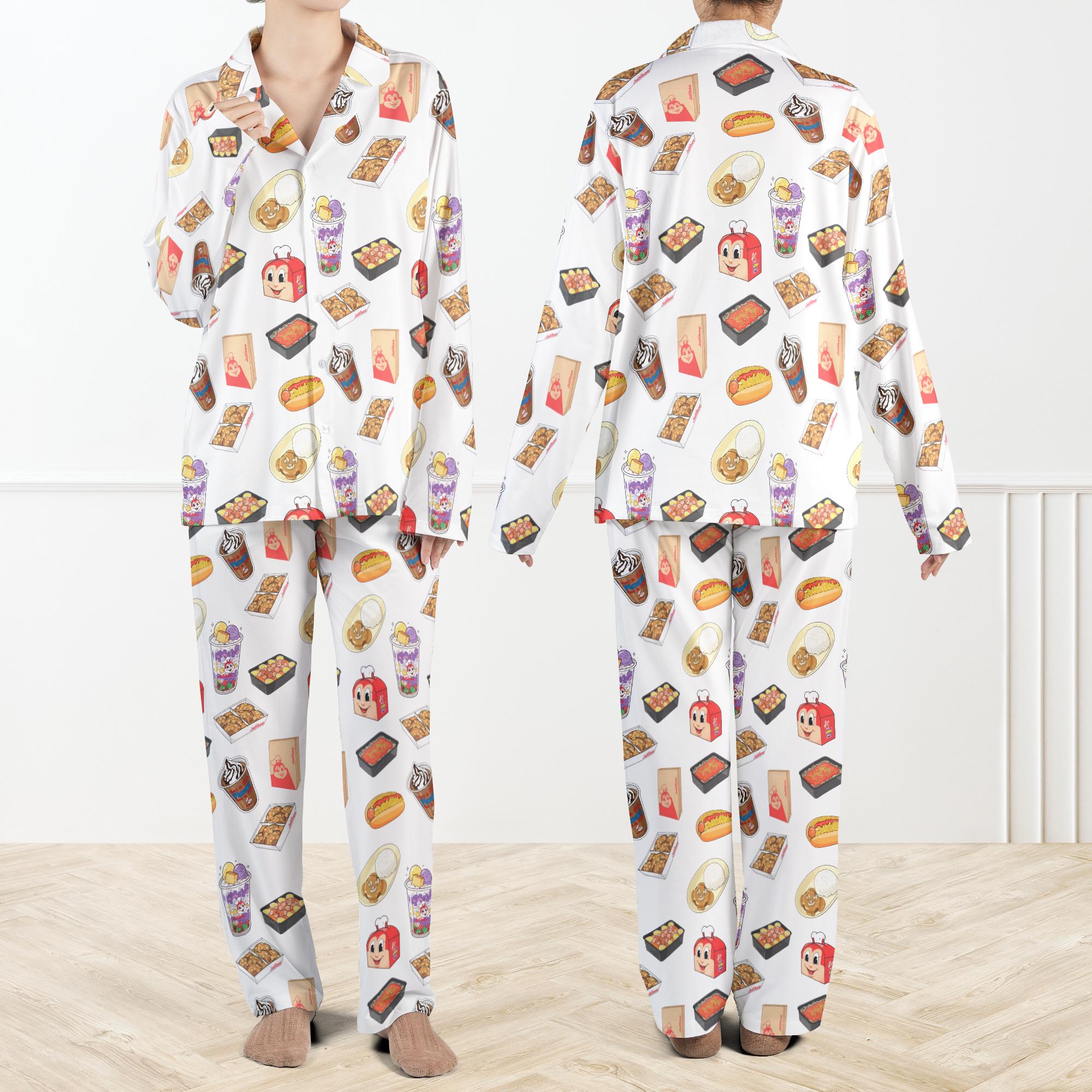 Jollybee Fast Food Pajama Set for Women, Cute Fast Food Sleepwear, Lounge Set, Cozy Nightwear, Food Lover Gift