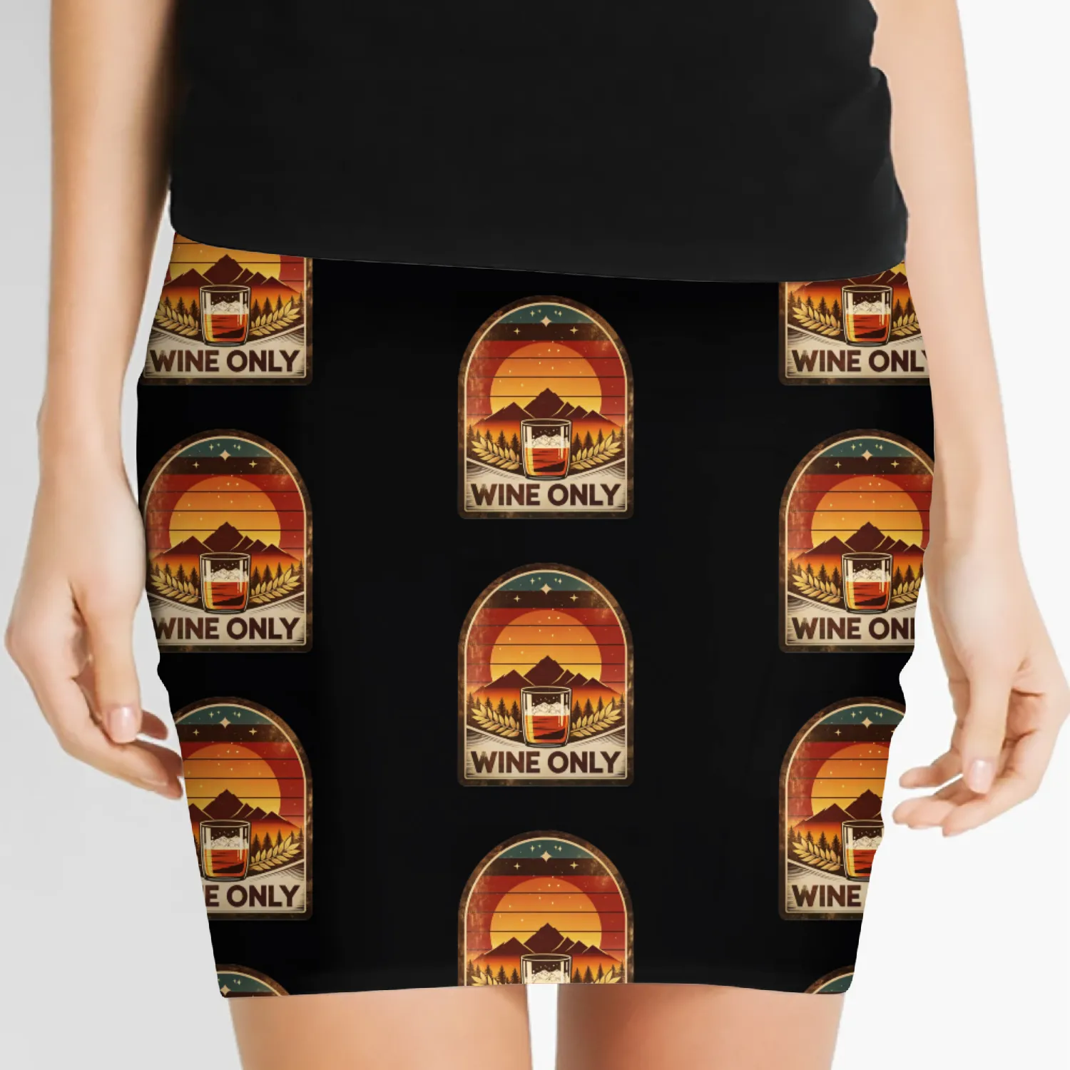 Vintage Whiskey Love Wine Only Sunset Style Women's Mini Skirts