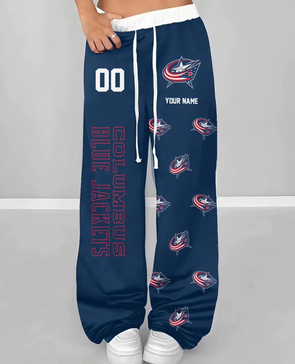 Columbus Blue Jackets NHL Personalized Wide Leg Lounge Pants