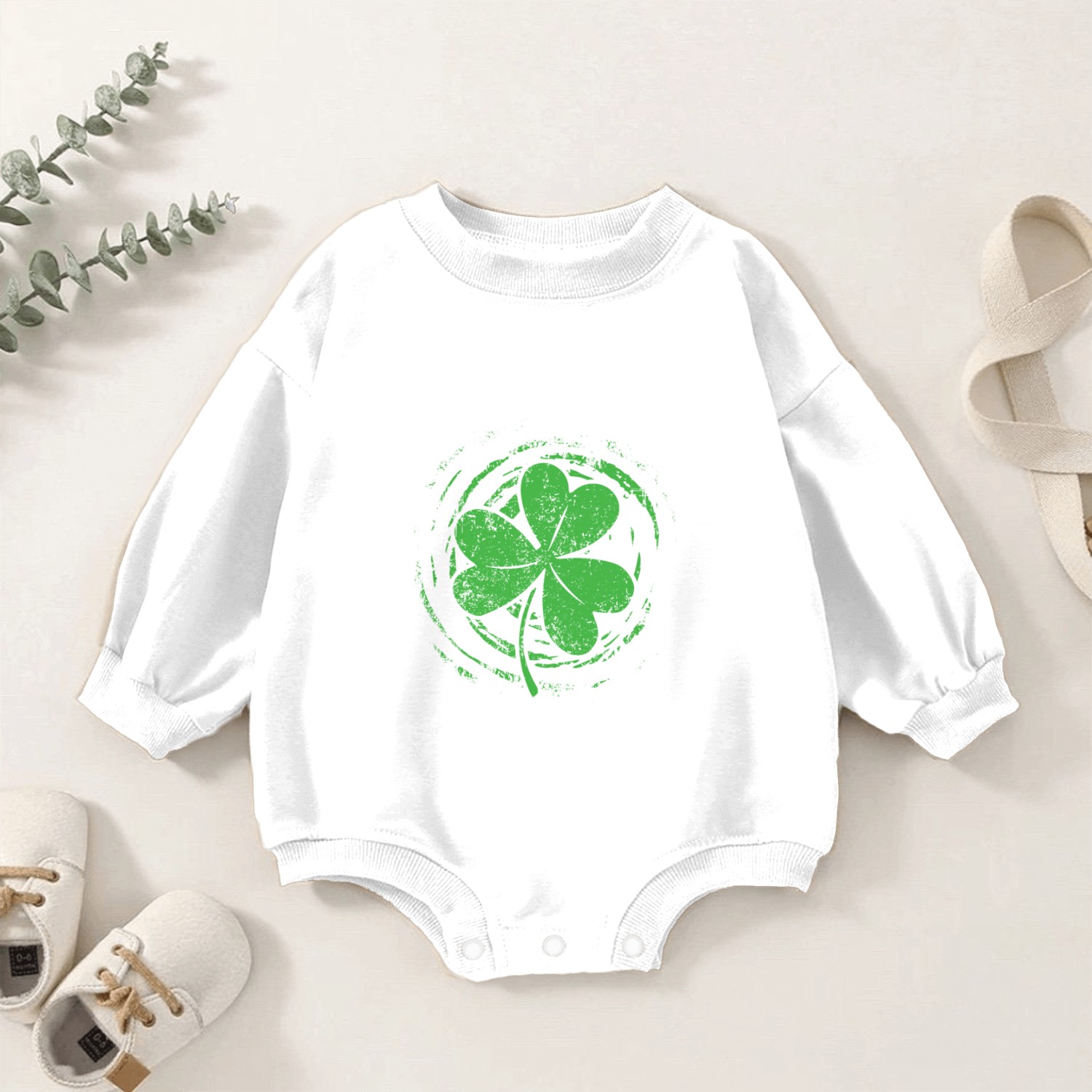 Shamrock Lucky Luck Happy Saint Patrick Day Baby Romper Sweatshirts