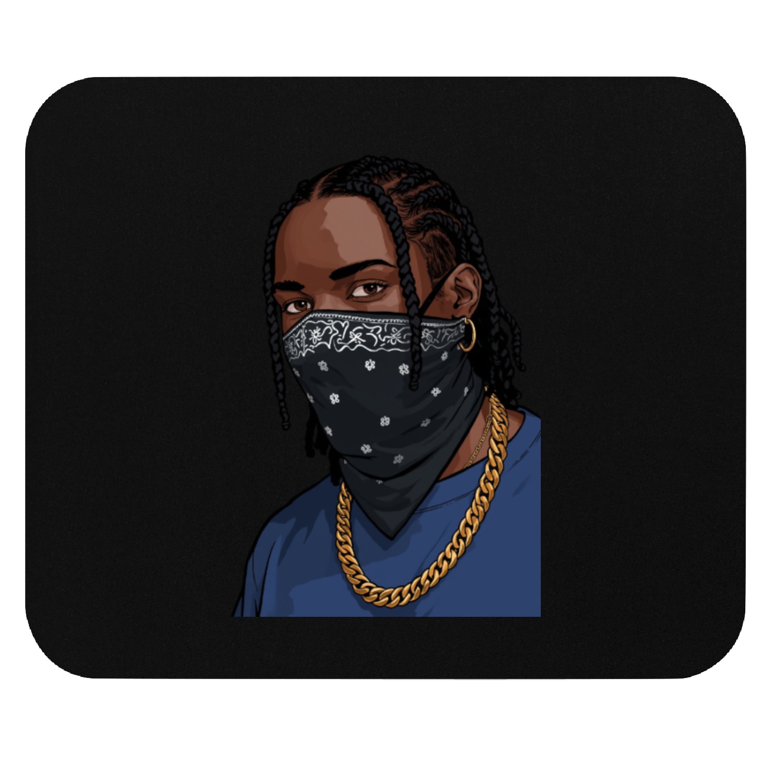 Urban Style Bandana Mask with Gold Chain Mouse Pads