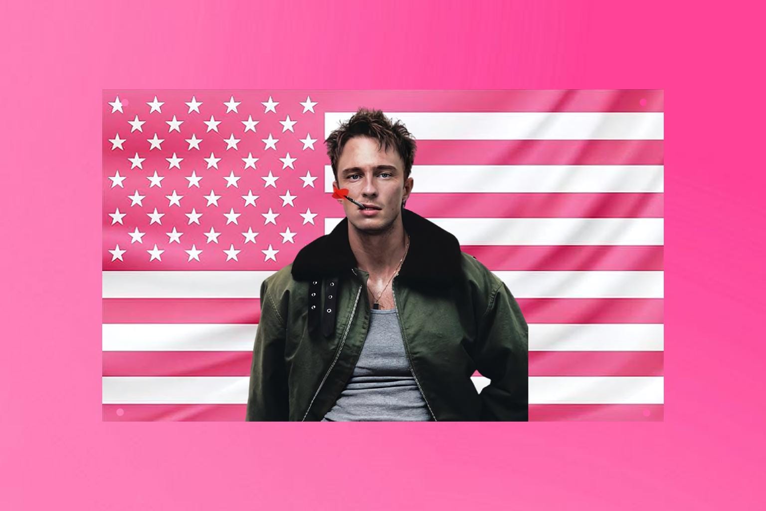 Drew Starkey Flag Tapestry, Rafe Cameron Banner, OBX Wall Art, Dorm Decor, Pink USA Aesthetic Banner