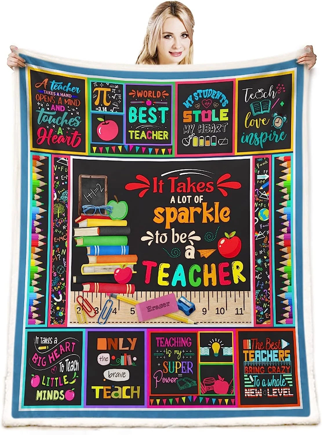 Teacher Blanket, Back to School Quilt, Teachers Day Fleece, Sherpa, Teacher Gift