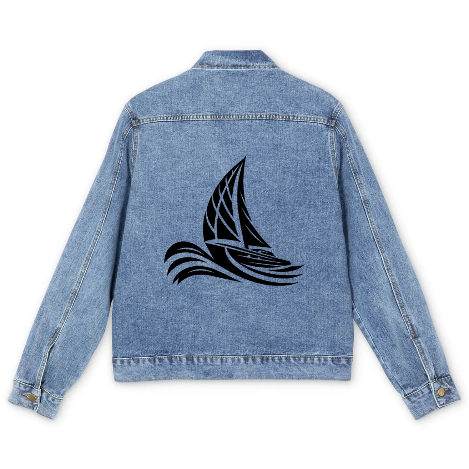 Sporty Sailing Boat In Heavy Swell Men's Denim Jackets