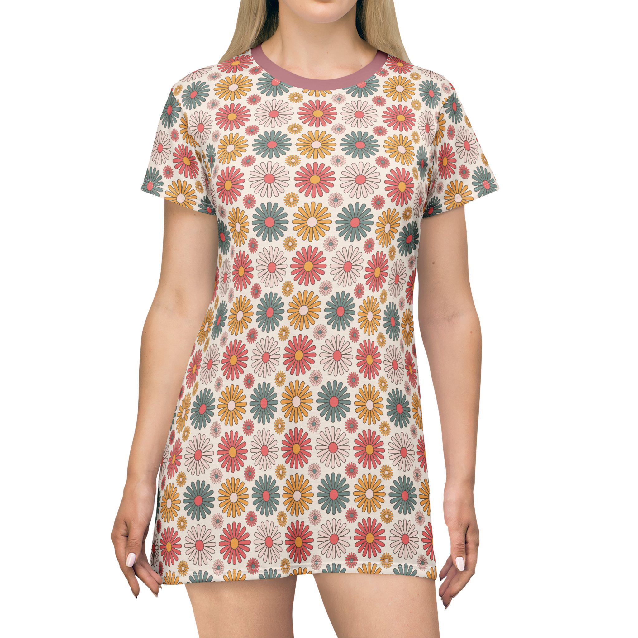 Retro Floral T-Shirt Dress