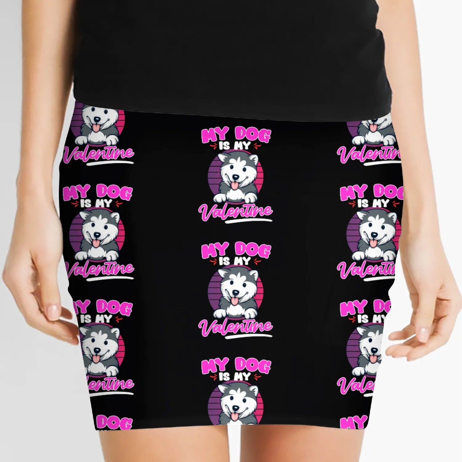 Husky Dog Is My valentine Love Valentine's Day Women's Mini Skirts