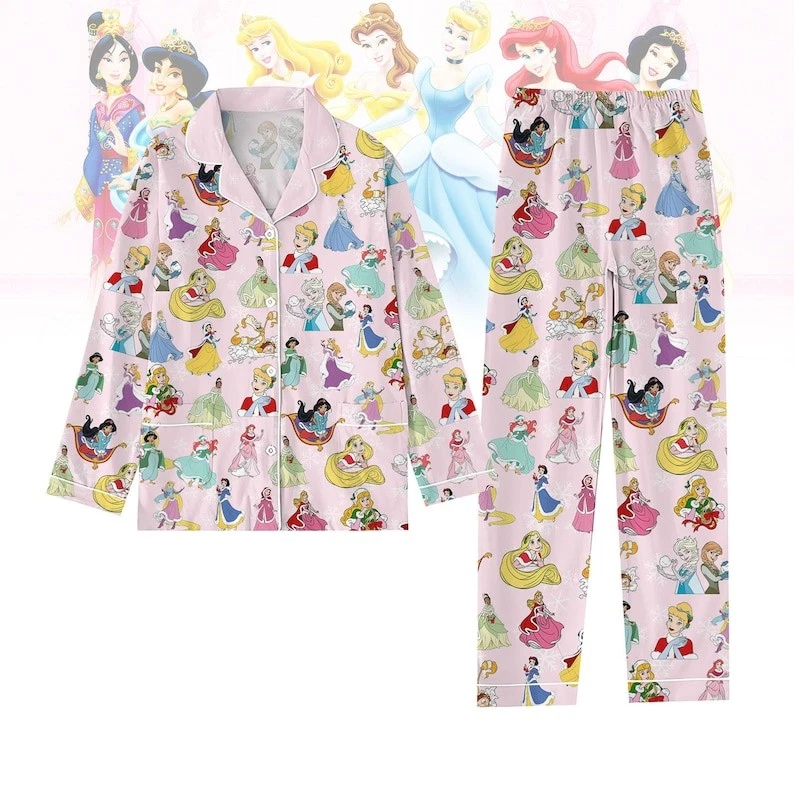 Adult Cartoon Fairy Princess Christmas Pajamas Set
