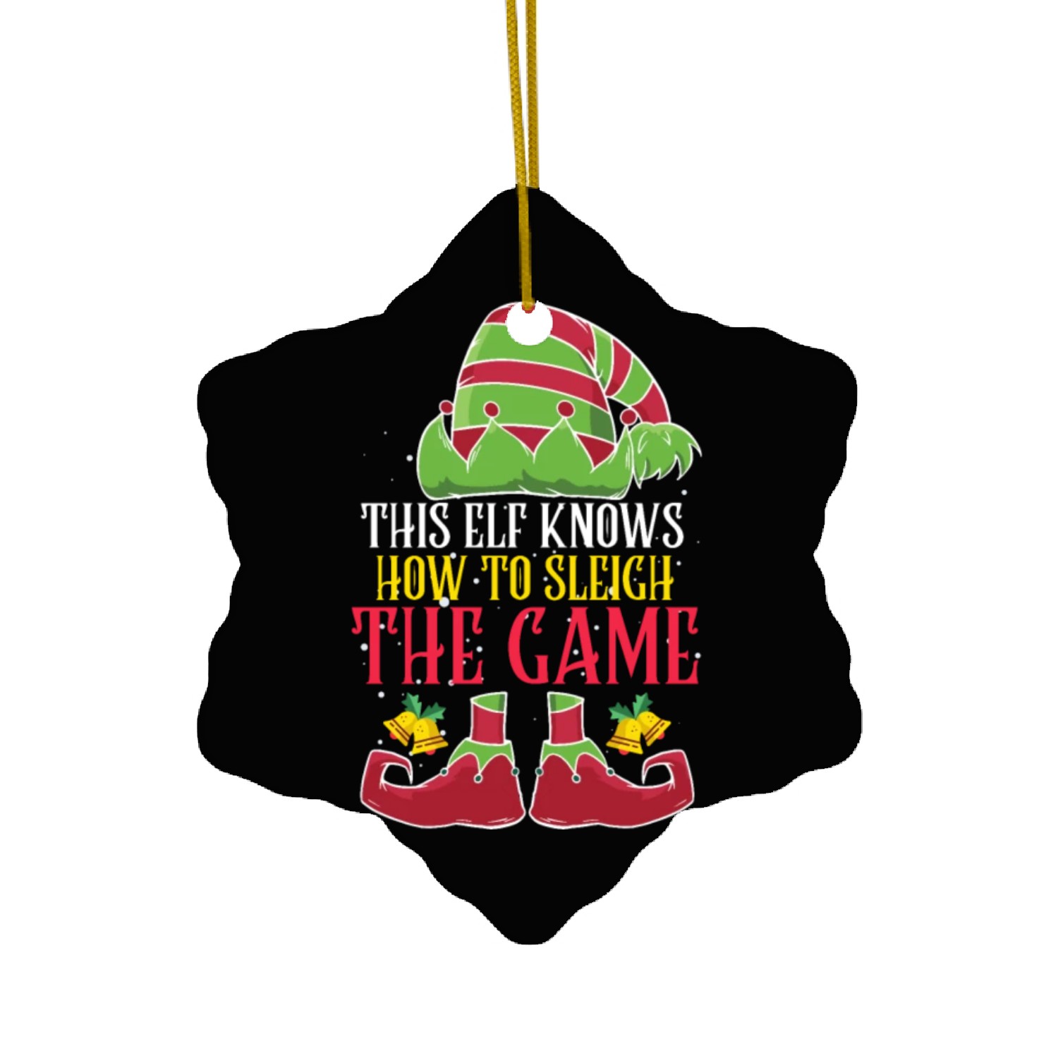 Gamer This Elf knows How to Sleigh a Game Ceramic Ornaments