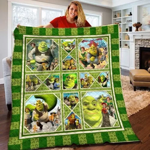 Shrek Quilt, Shrek Cartoon Movies Quilt Blanket