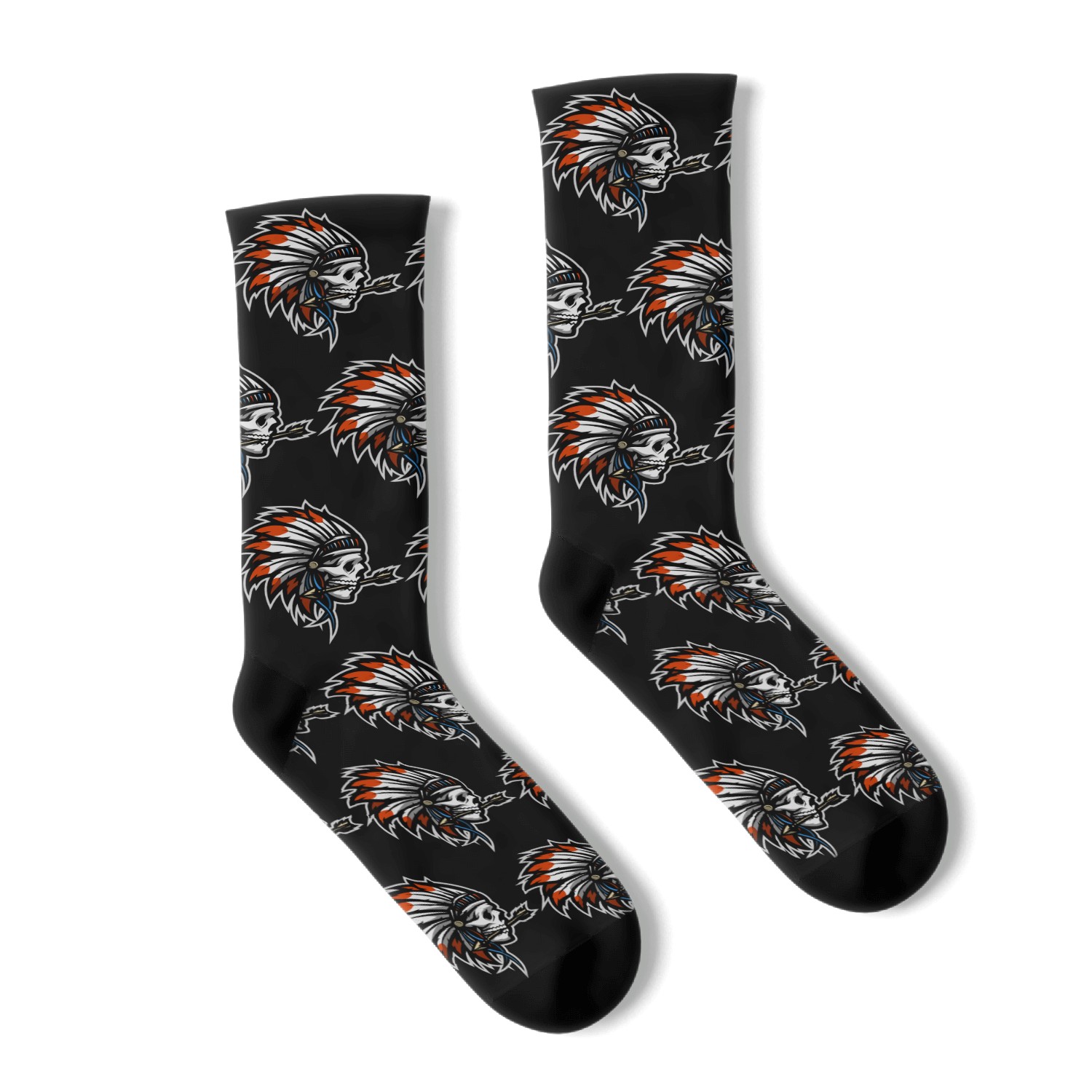 Native American Indian Headdress Skull Socks
