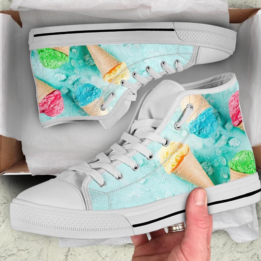 Ice Cream High Top Sneakers / Ice Cream Custom Print Trainers Shoes / Ice Cream High Top Shoes / Ice Cream Lover Gift