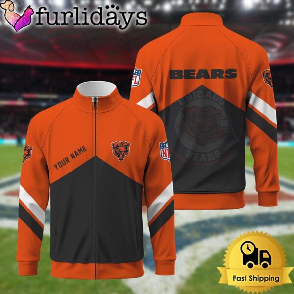 Chicago Bears Logo Custom Standing Neck Zipper Jacket