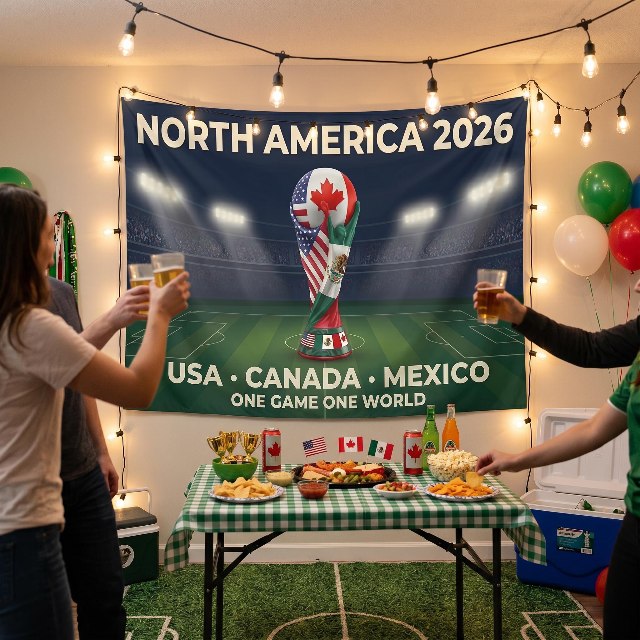 North America 2026 Soccer Tapestry USA Canada Mexico World Cup Wall Decor