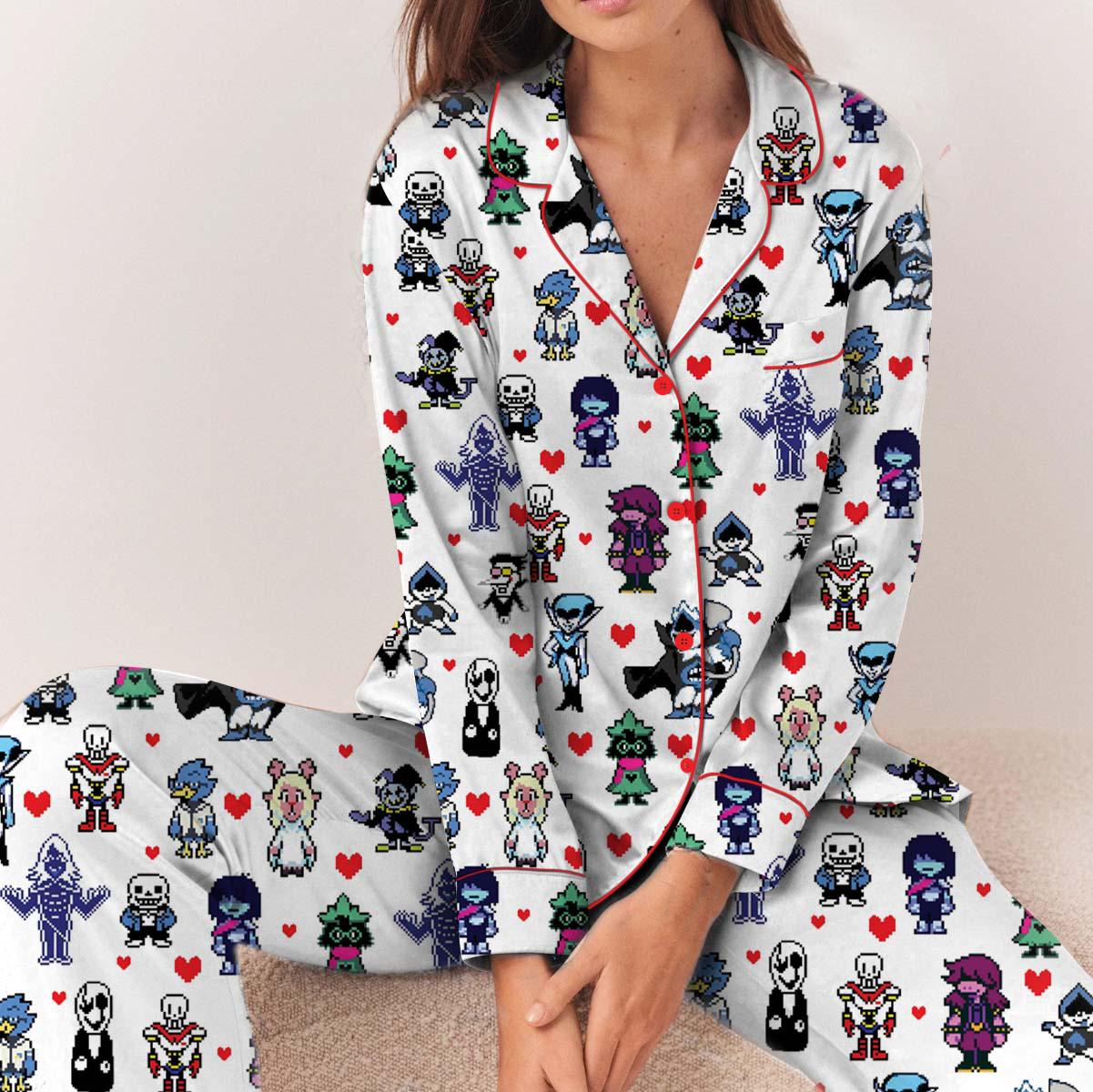 Deltarune Spamton Gaming Pajamas Set Long Sleeve Adult Sleepwear