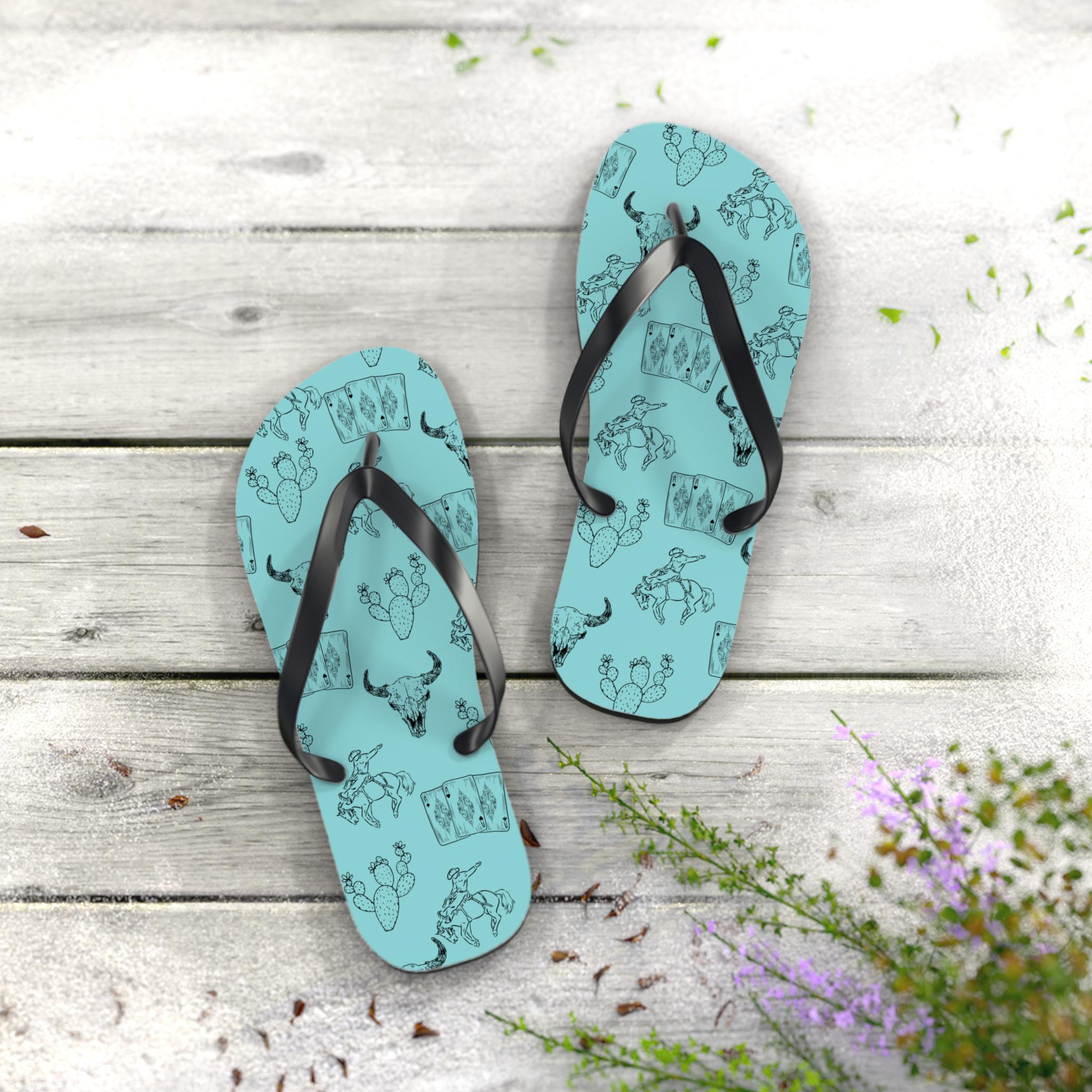 Western Sketch Flip Flops|Ride into Summer Comfort