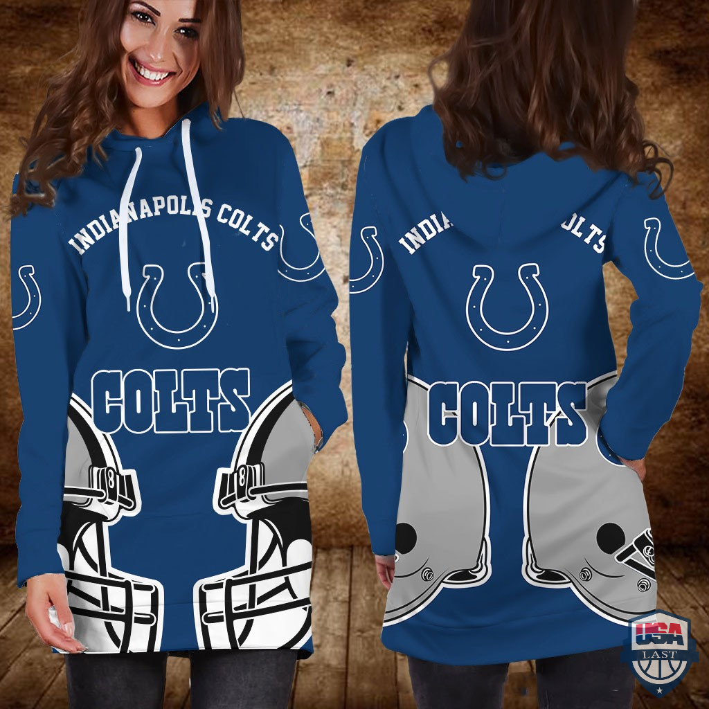 football Indianapolis Colts Blue Women Hoodie Dress