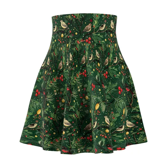 Vintage Christmas Tree Skater Skirt, Christmas Party Skirt