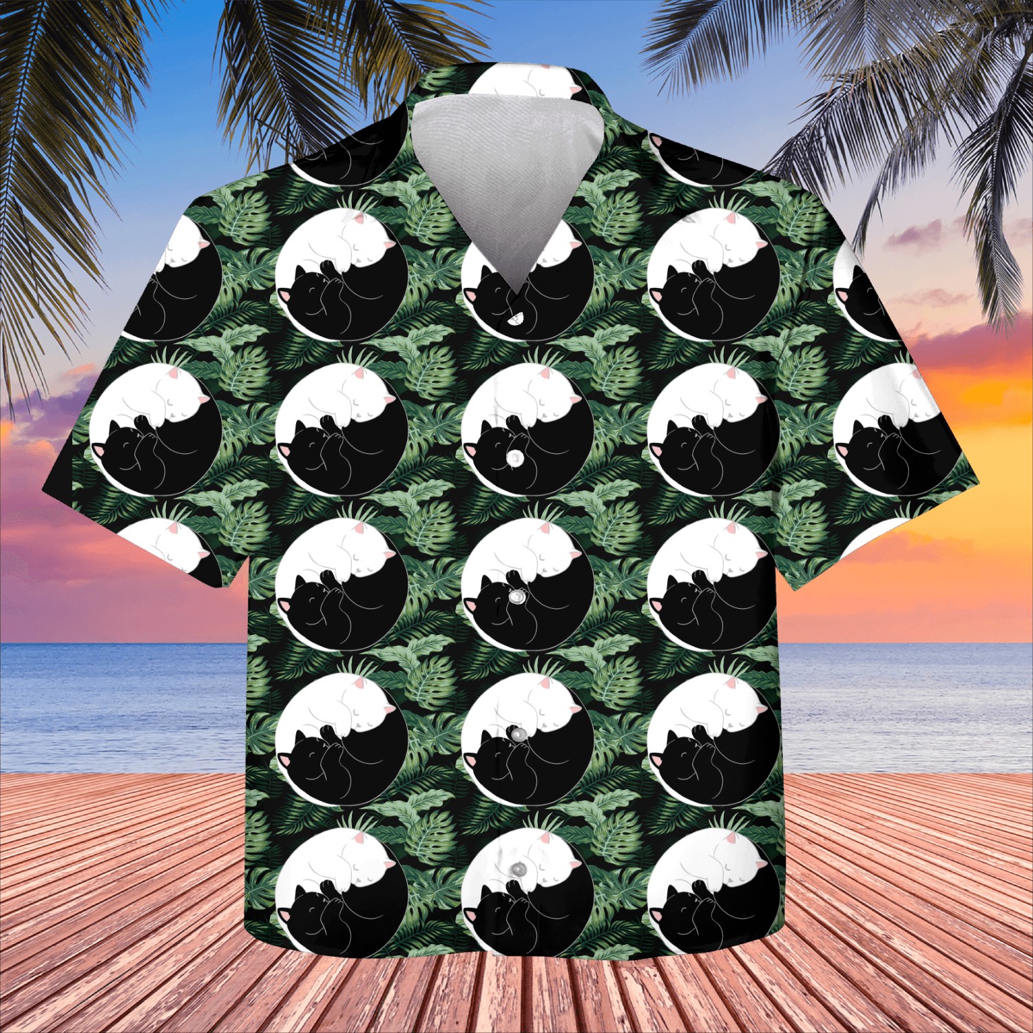 Yin Yang Cat For Cat Lover Kids Hawaiians