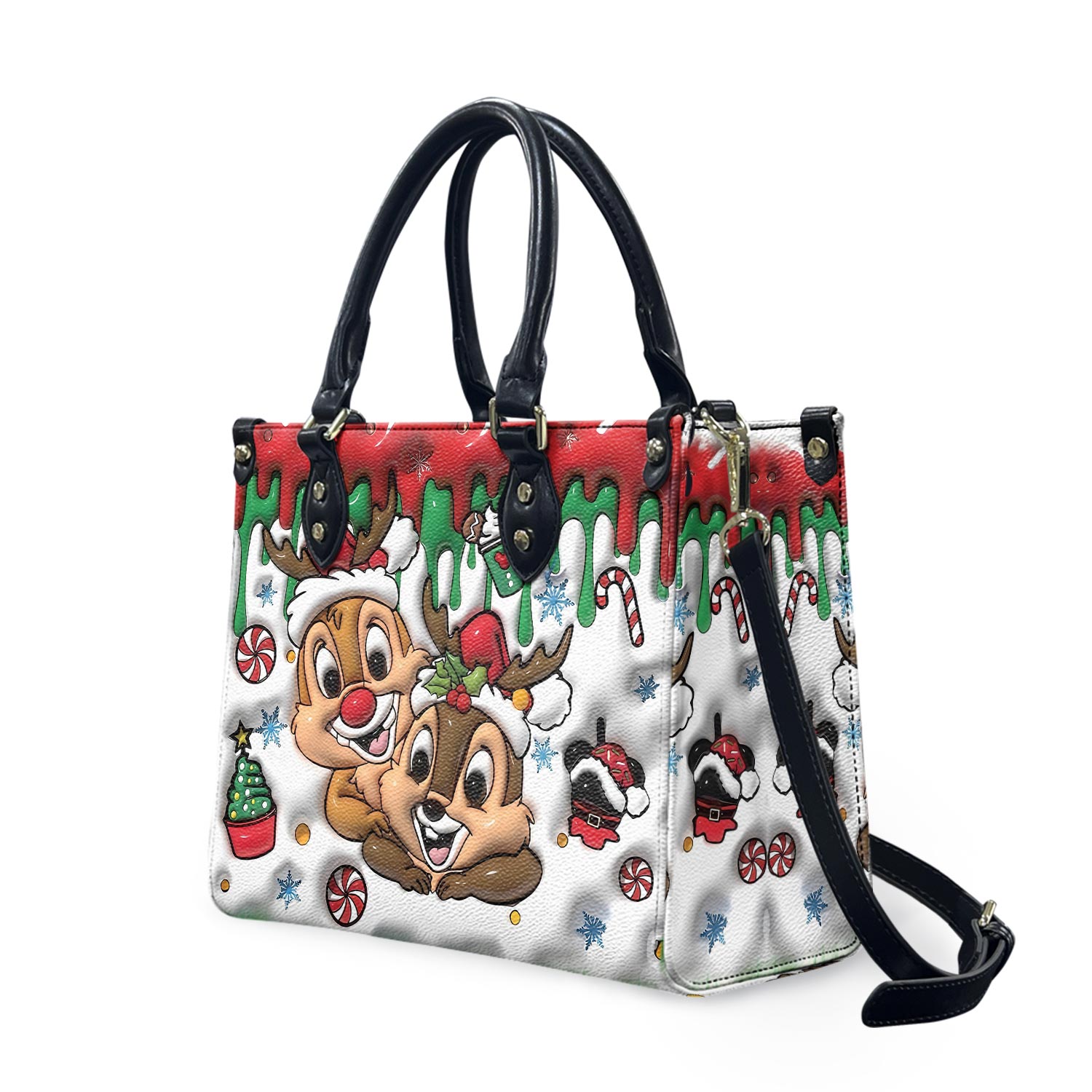 Merry Christmas Women Leather Bag Purses, Christmas Lover Handbag, Christmas Lover Gifts, Christmas Handbag, Custom Leather Bag