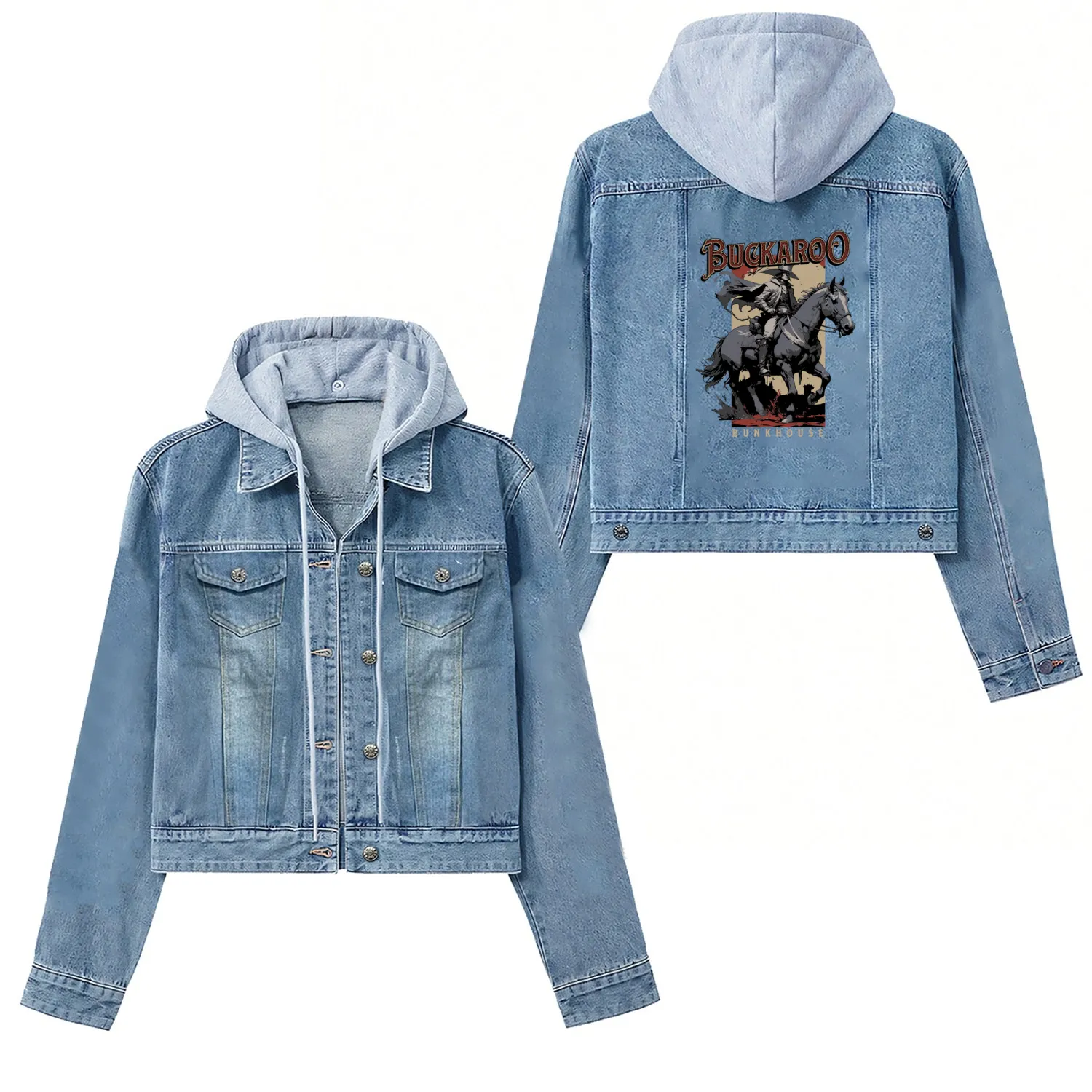 Buckaroo Bunkerhouse Western Illustration Women's Denim Jackets