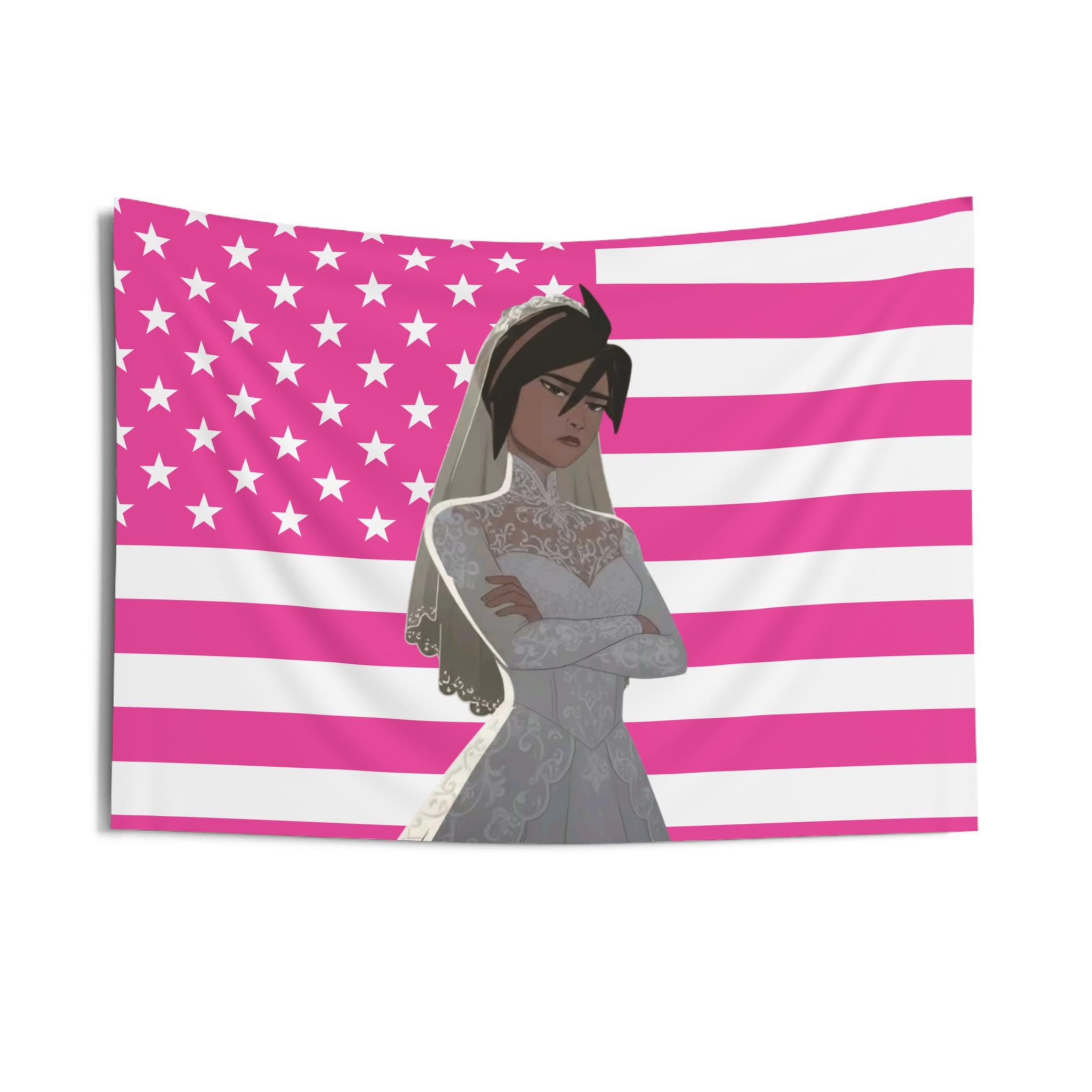Invisigal Wedding Dress Flag, Invisigal Indoor Wall Tapestries, Invisigal Dispatch Pink Flag