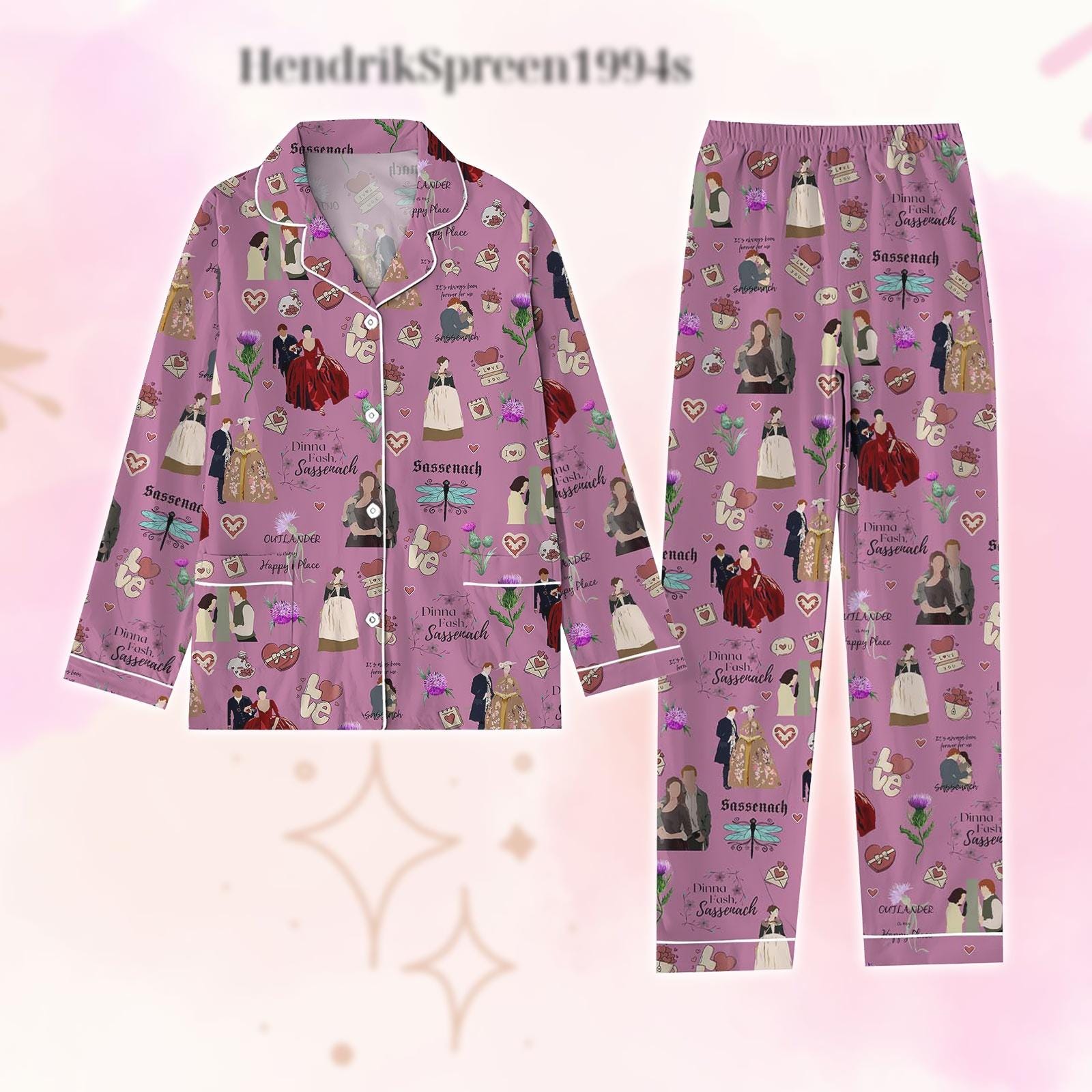 Lallybroch Pajamas, Outlander Pajamas Set, Outlander Tv Series Pajamas, Fraser's Ridge Pajamas, Bookish Pajamas, Gift For Couple