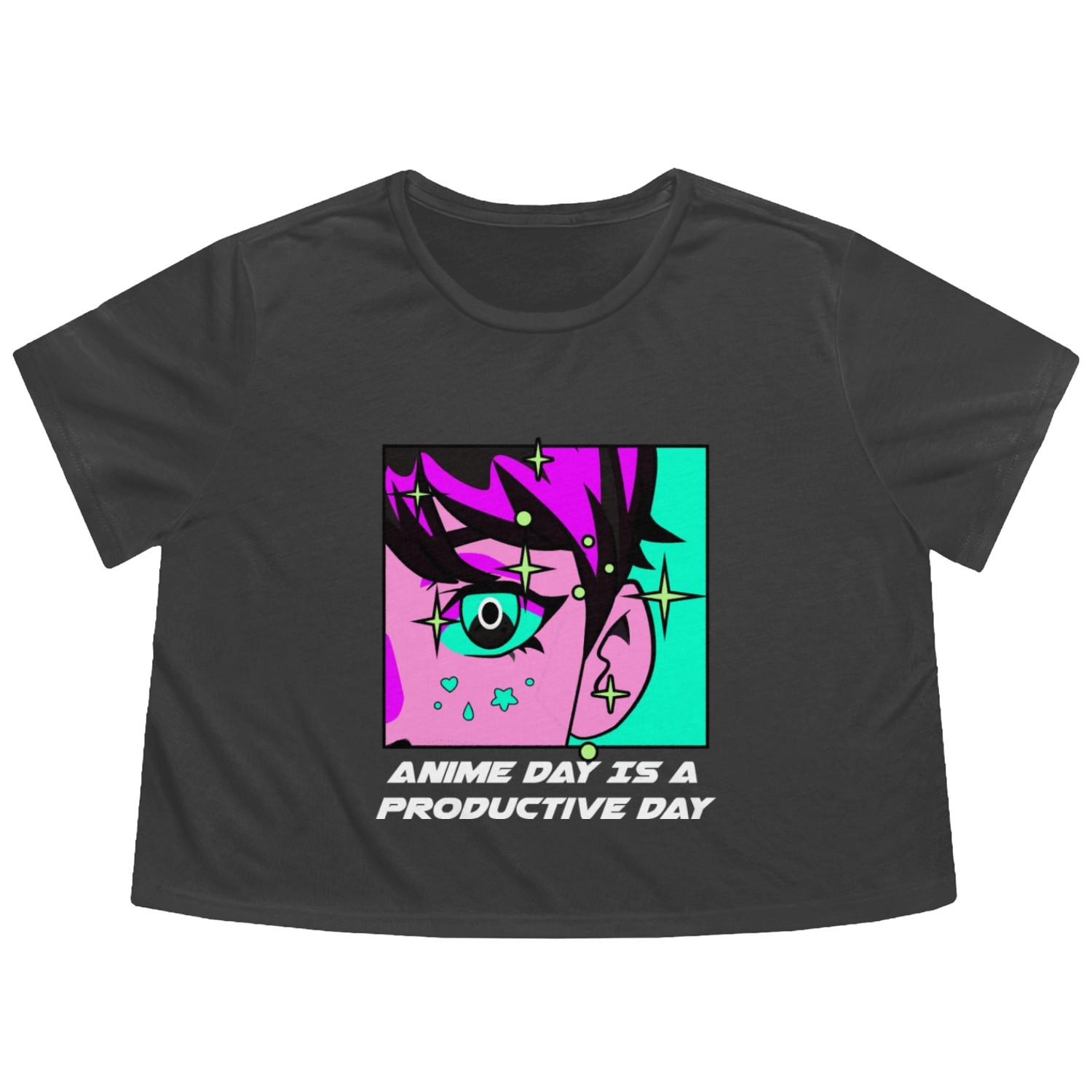 Anime Day Is a Productive Day Japanese Anime Lover Flowy Cropped Tees