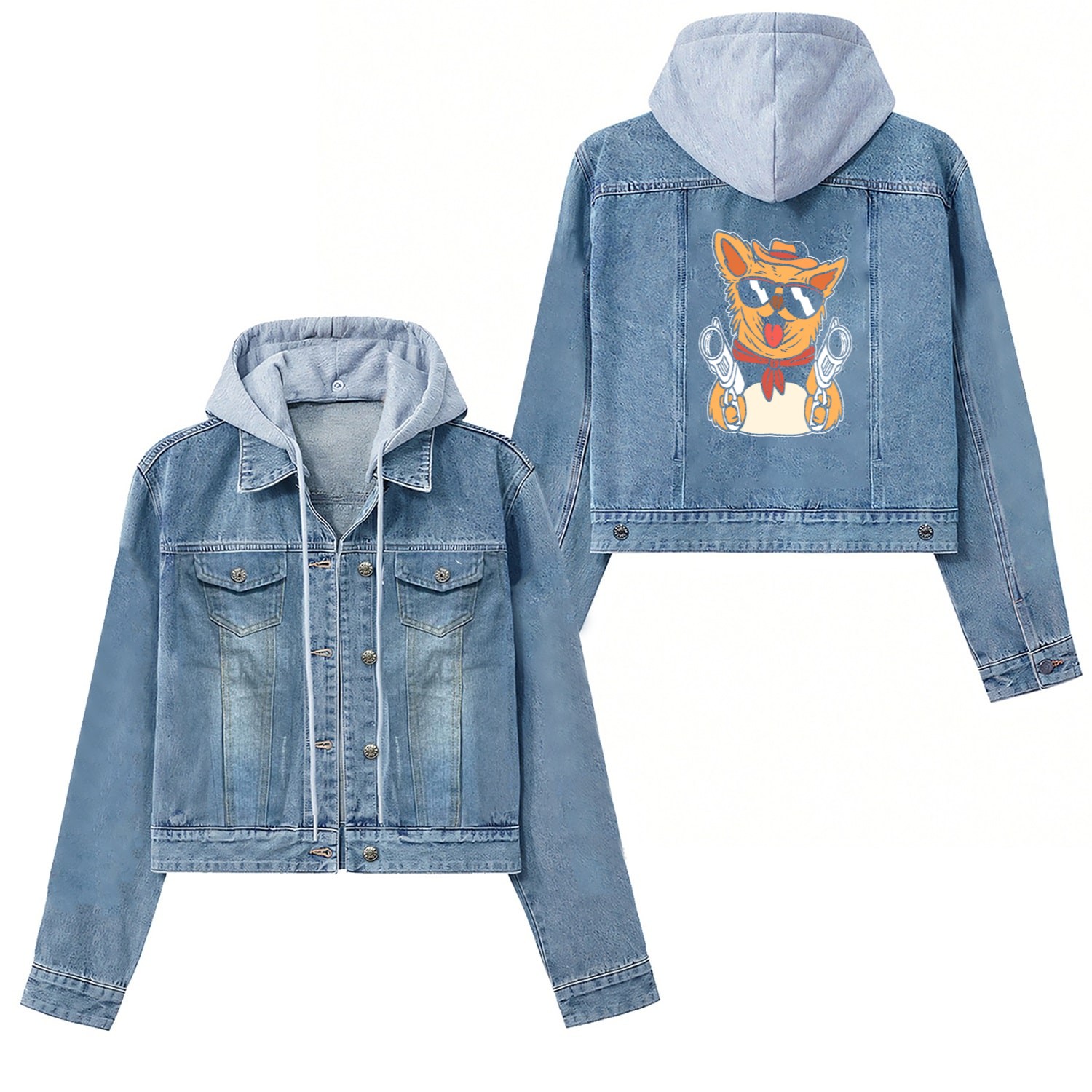 Chihuahua Gangster Thug And Cool Person Gift Women's Denim Jackets