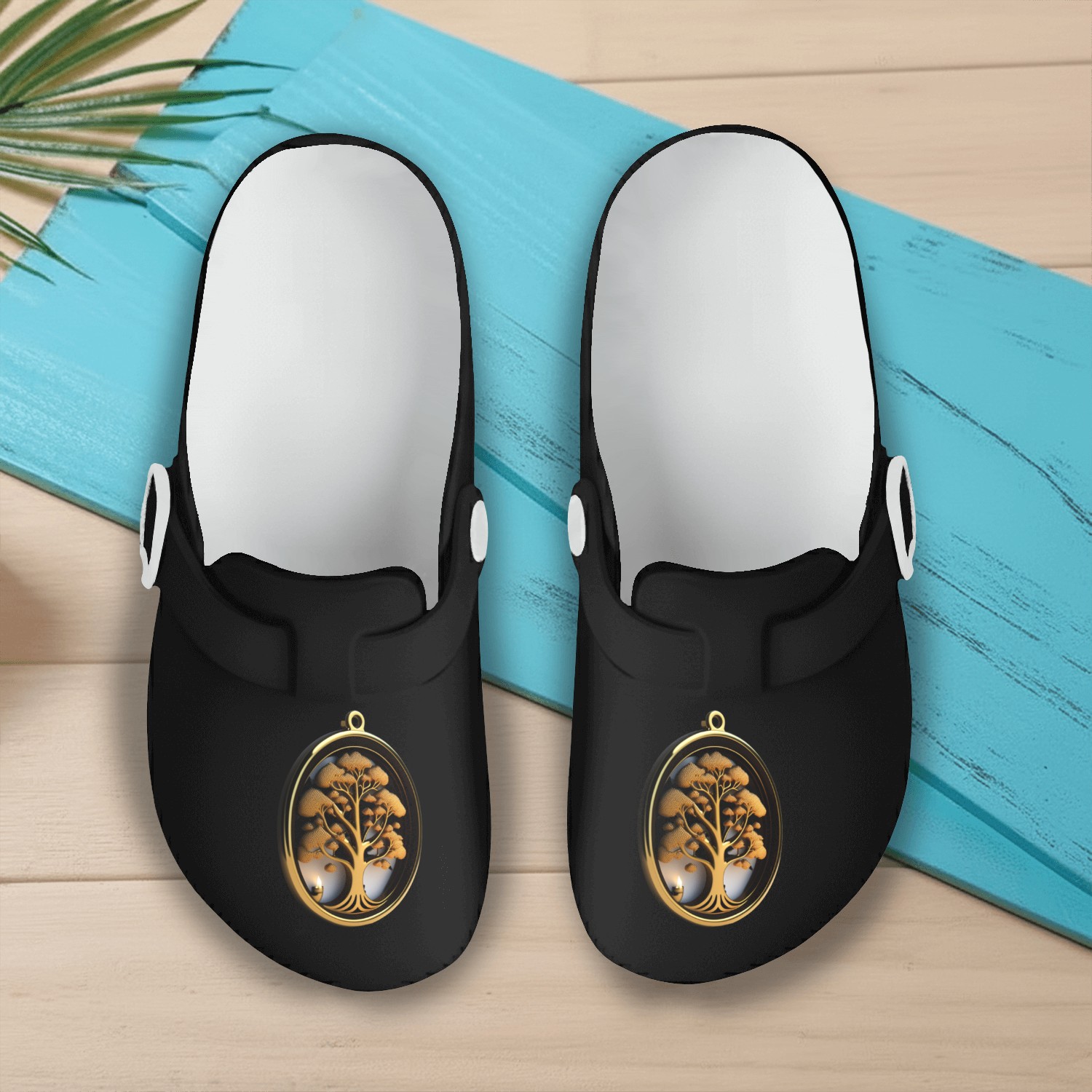 The masterpiece of Wall lifetree medalli Slip On Clogs