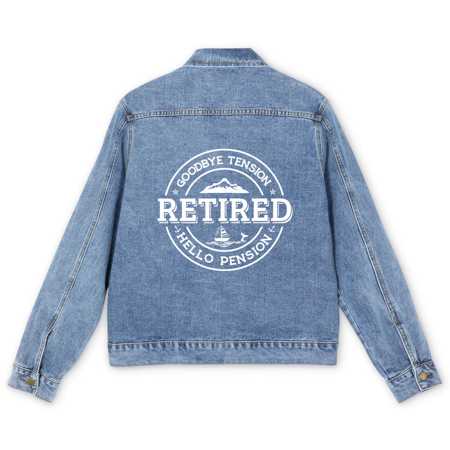 Retired Goodbye Tension Hello Pension Retirement Men's Denim Jackets
