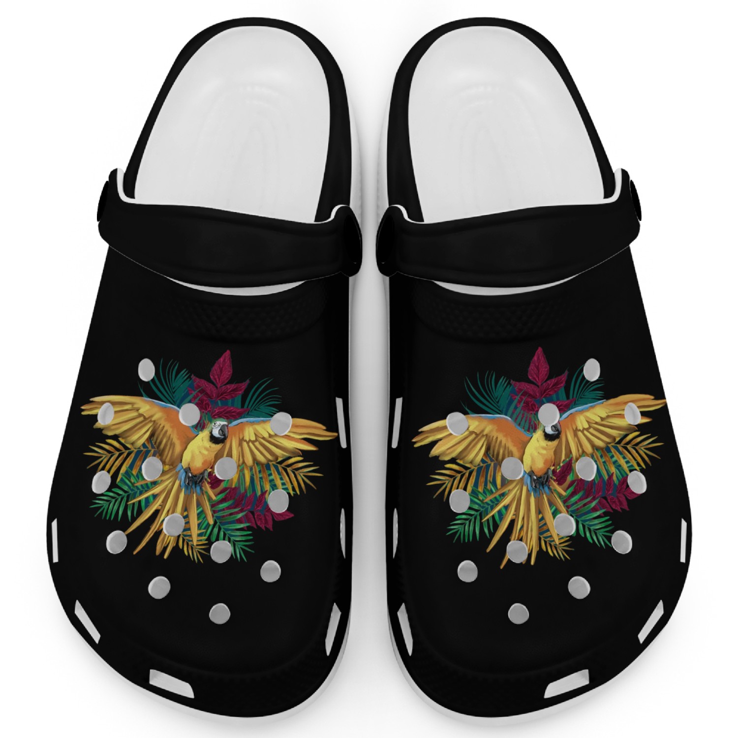 Realistic Parrot In Jungle Clogs