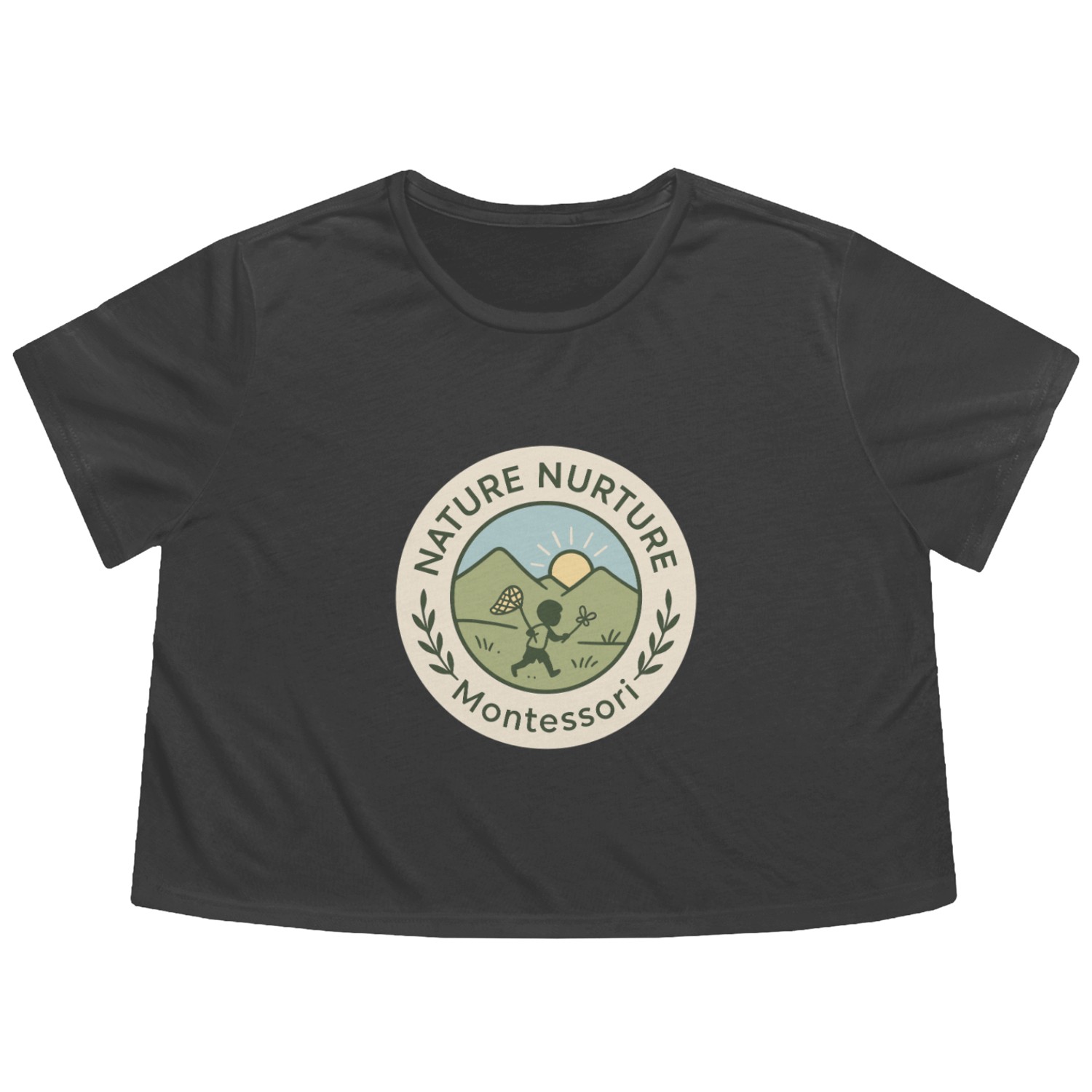Montessori Mom Life Calm Learning Child Flowy Cropped Tees