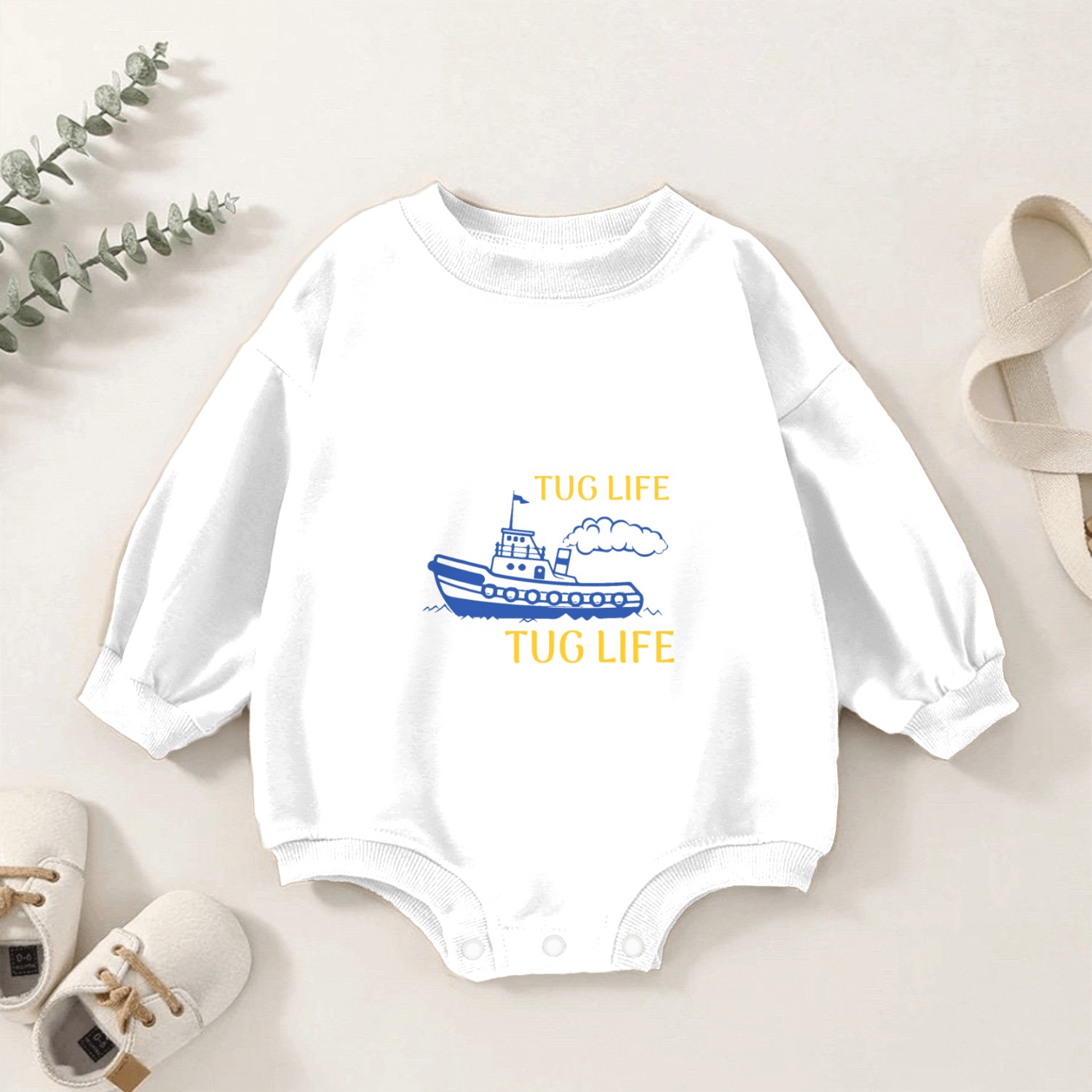 Tug Life Tugboat Funny Boating Quoteprofessiontug Baby Romper Sweatshirts