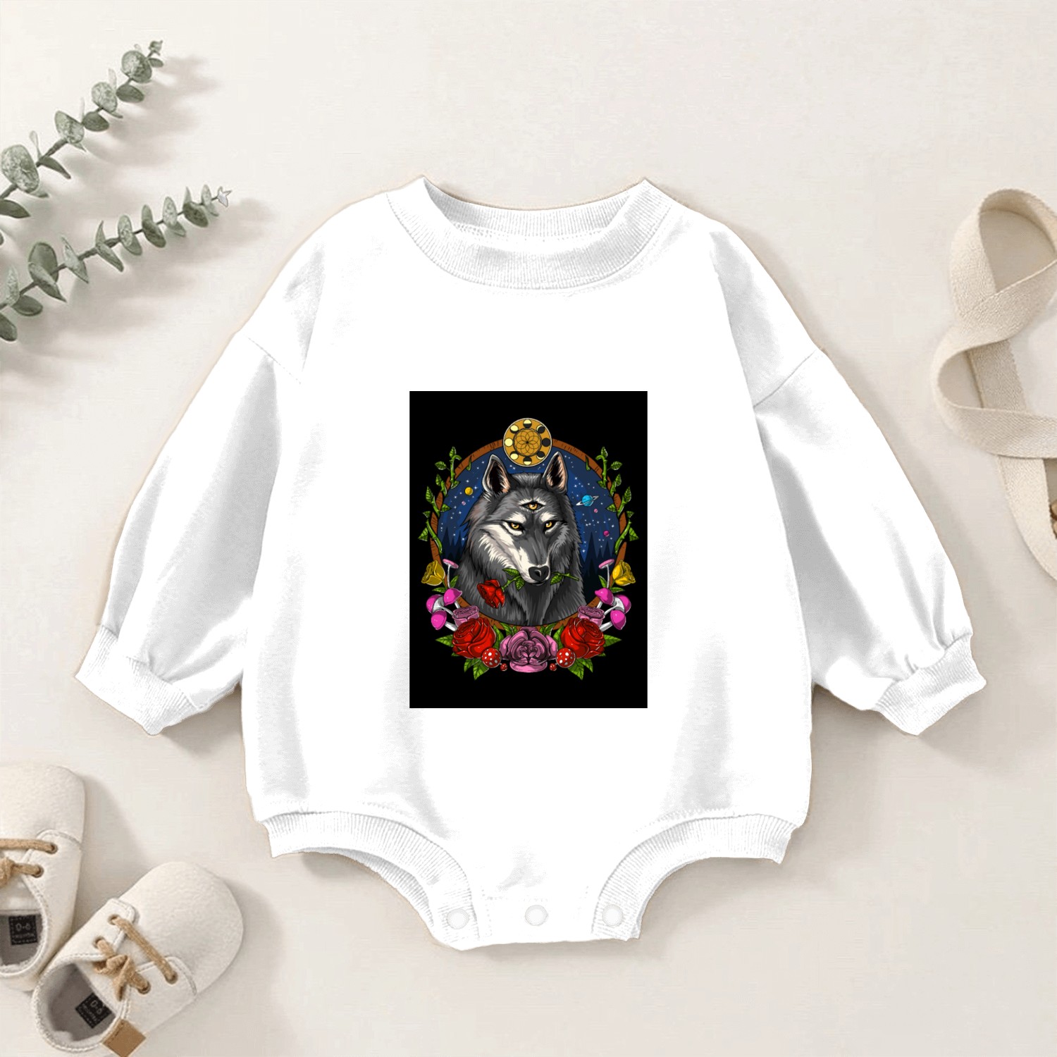 Psychedelic Wolf Baby Romper Sweatshirts