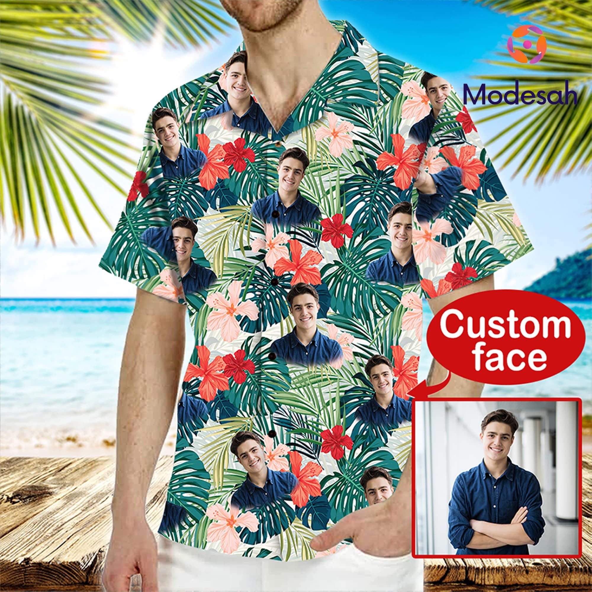 Personalized Photo Hawaiian Shirt, Custom Photo Beach Shirt