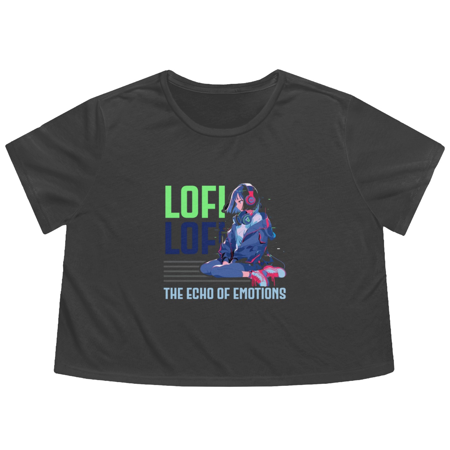 Lofi Music Lover Low Fidelity Japanese Aesthetic Flowy Cropped Tees
