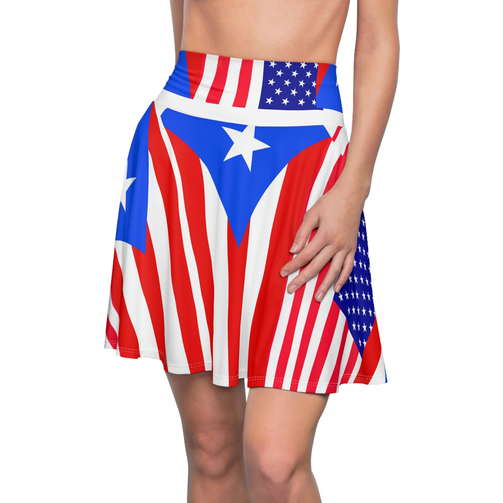 Puerto Rico USA Flag Women's Skater Skirt