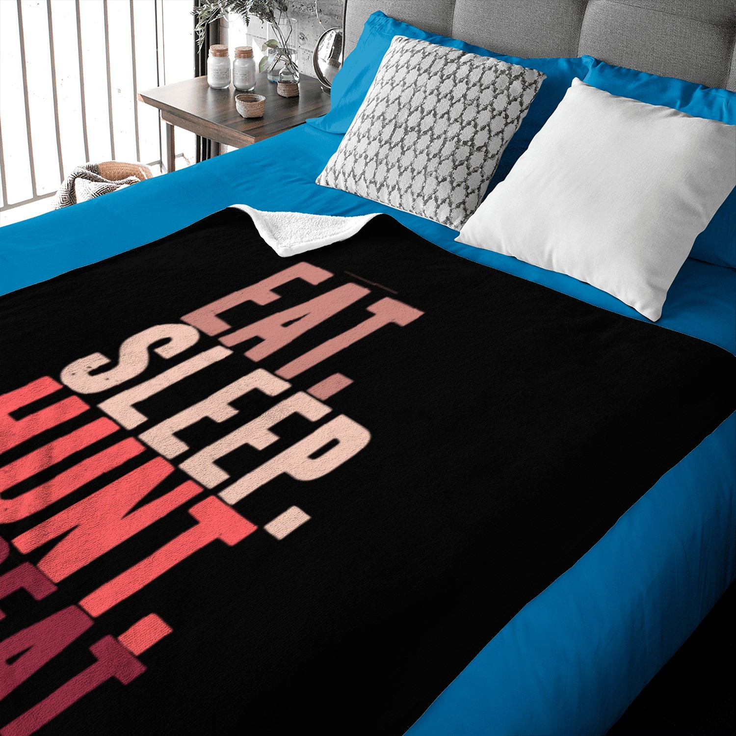 Eat sleep hunt repeat Baby Blankets