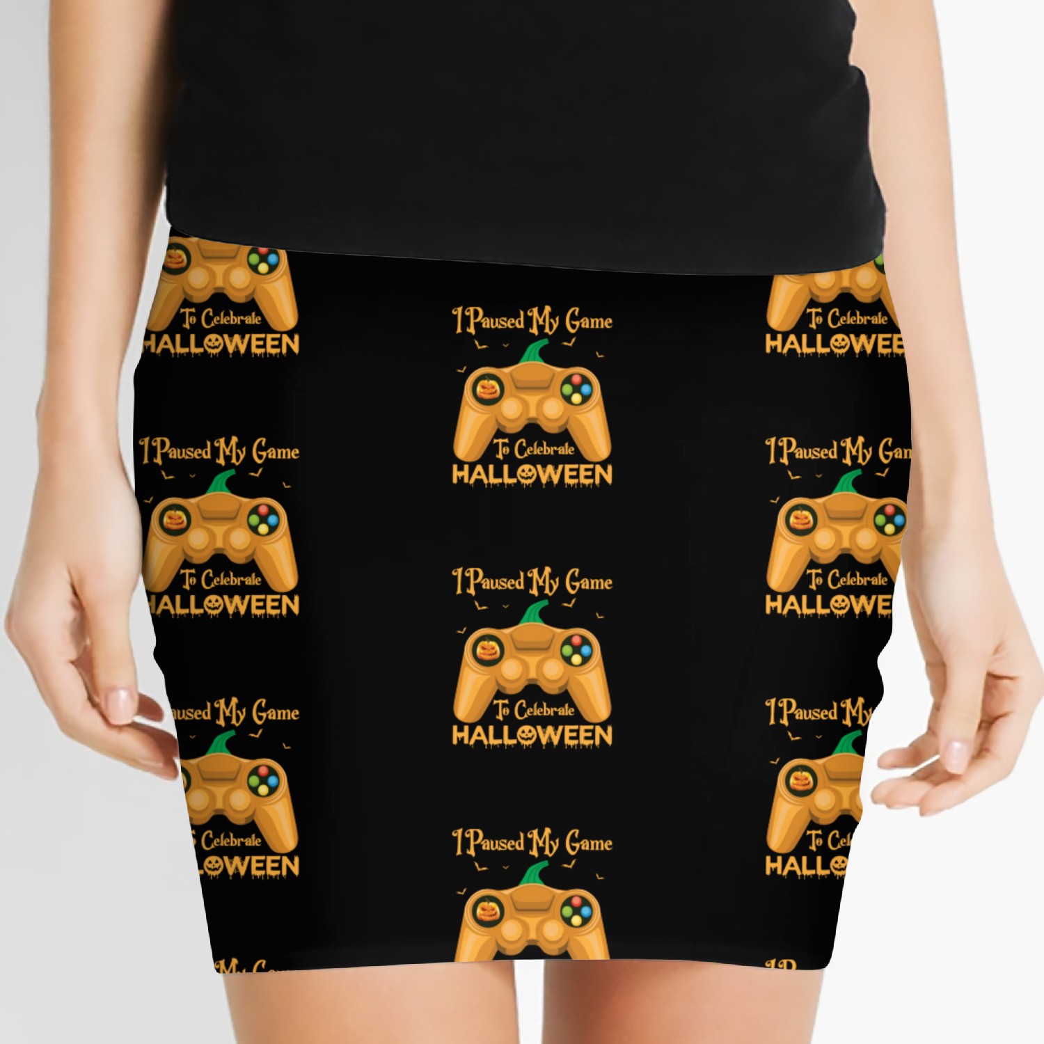 I Paused My Game To Celebrate Halloween pumpkin Women's Mini Skirts