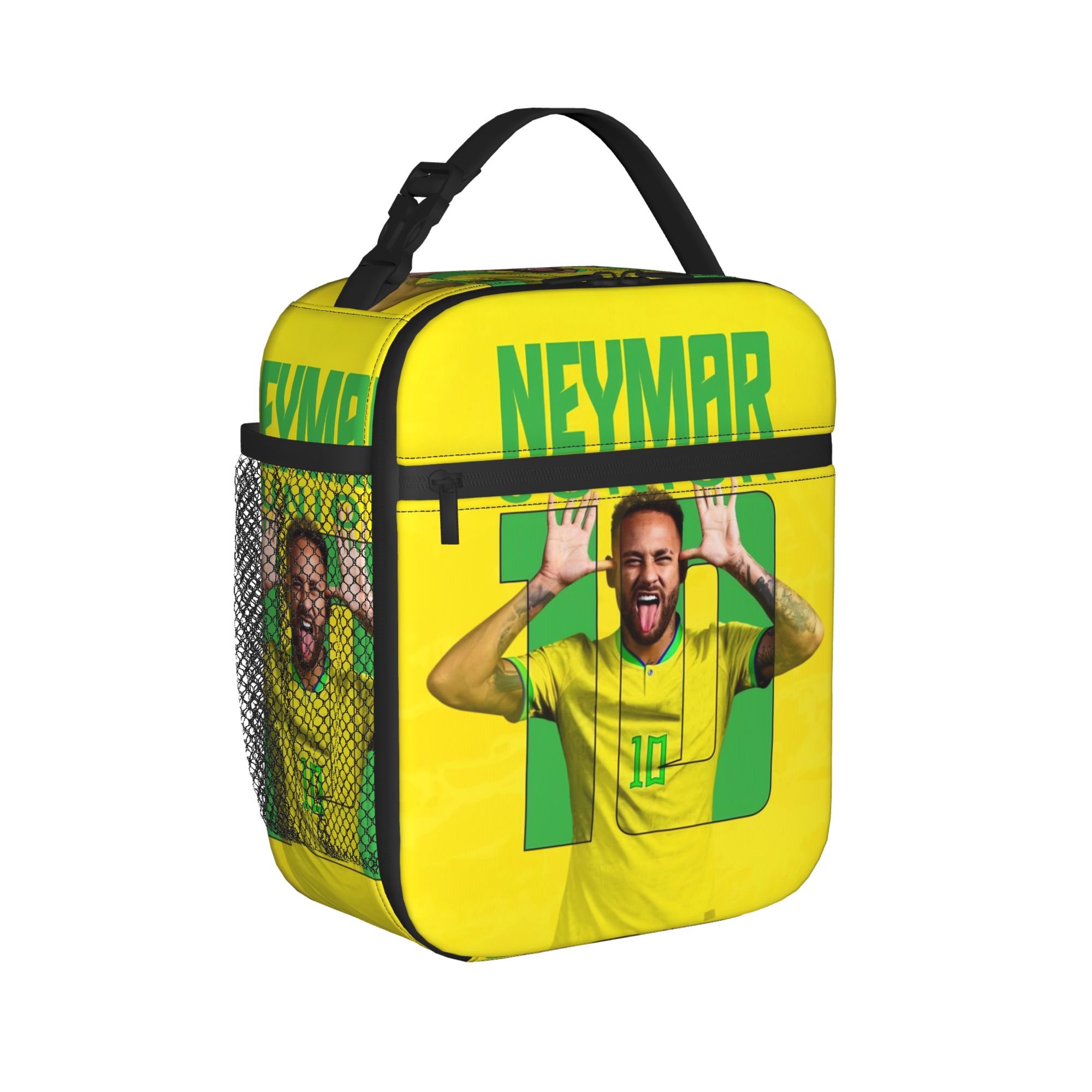 Neymars Brazil Football Insulated Lunch Bags Cooler Bag Lunch Container Soccer Number 10 Tote Lunch Box Girl Boy Beach Travel