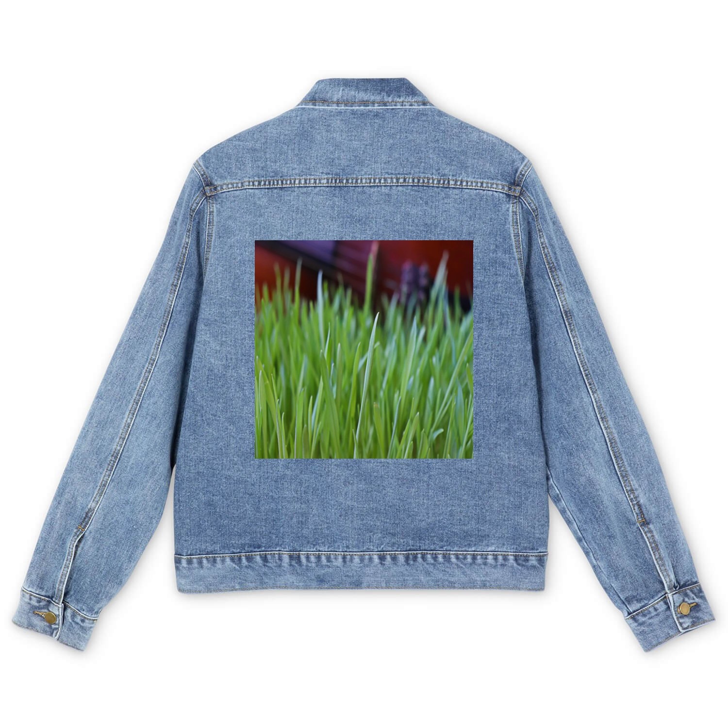 Green barley plant Men's Denim Jackets