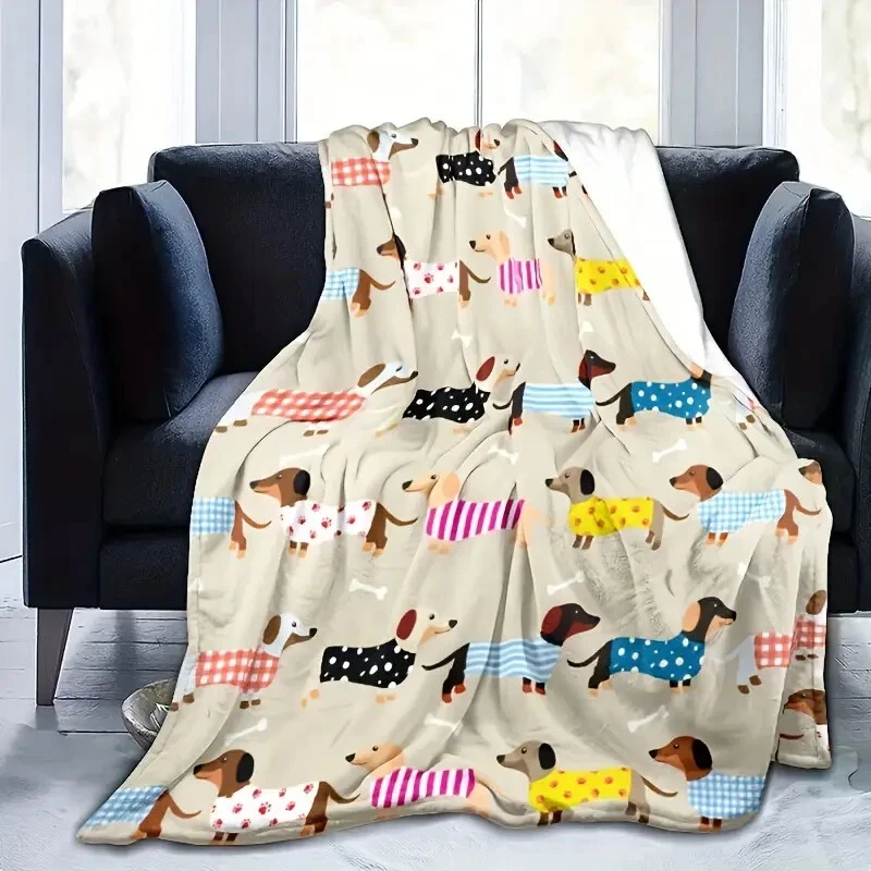 Large Dachshund Fleece Blanket, Soft and Warm