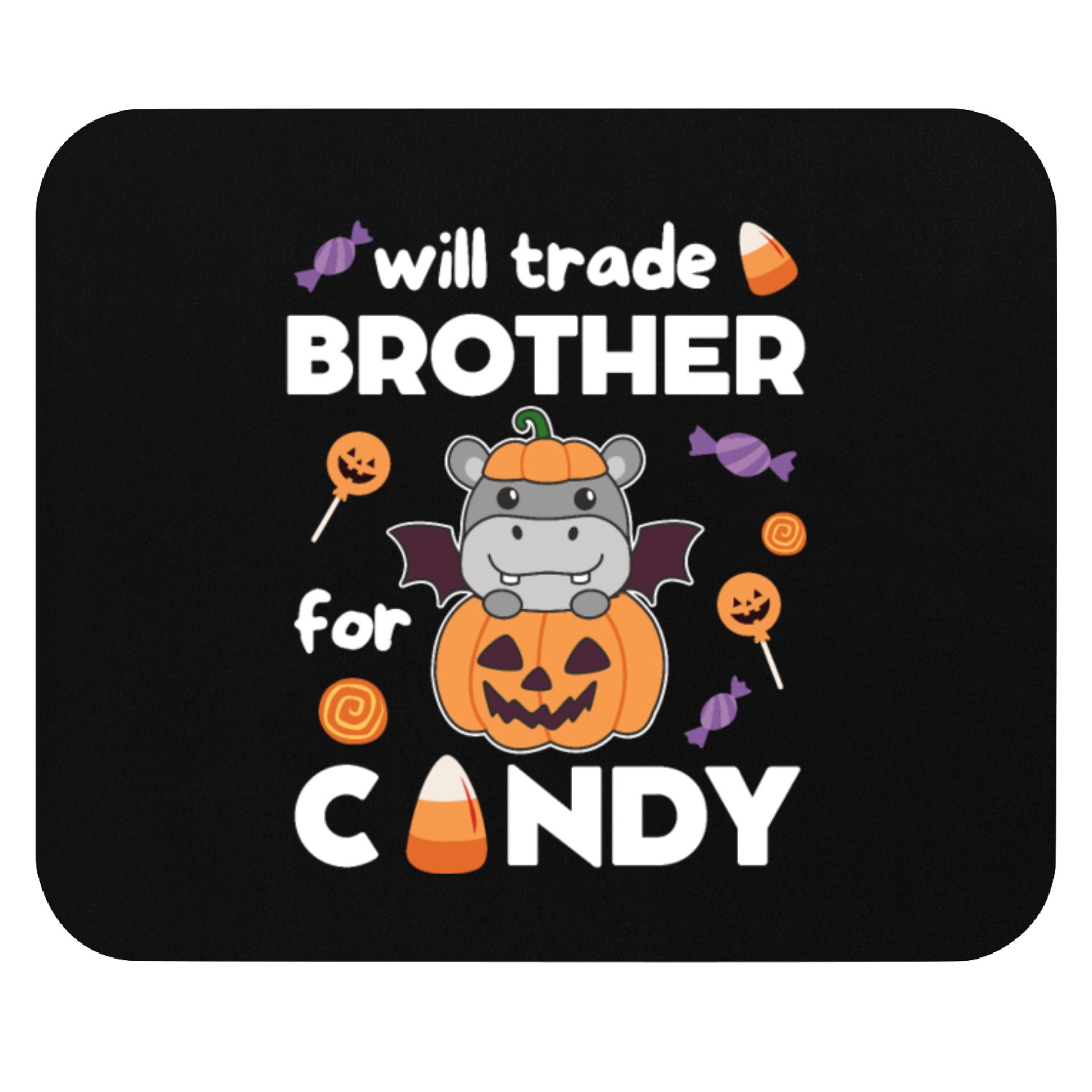 Hippo Halloween Trade Brother For Candy Mouse Pads