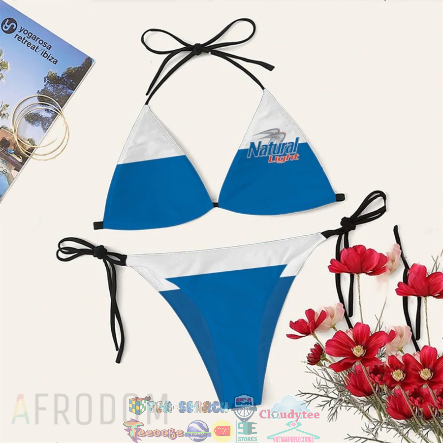 Women's Natural Light Beer Print Sling Bikini Set Beach Swimsuit