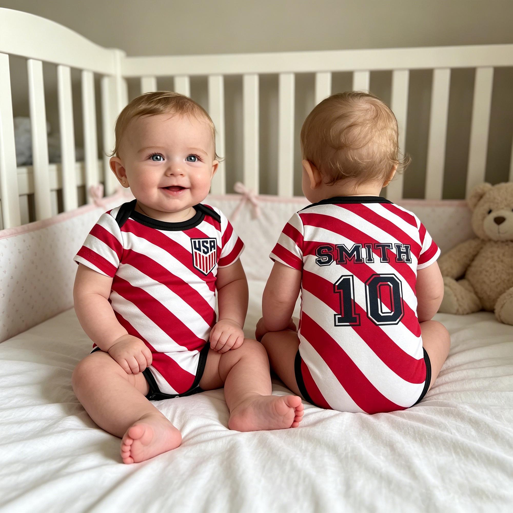 Custom USA World Cup Baby Onesie, Personalized US Soccer National Team Infant Jersey Bodysuit, 2026 World Cup Baby Fan Gift