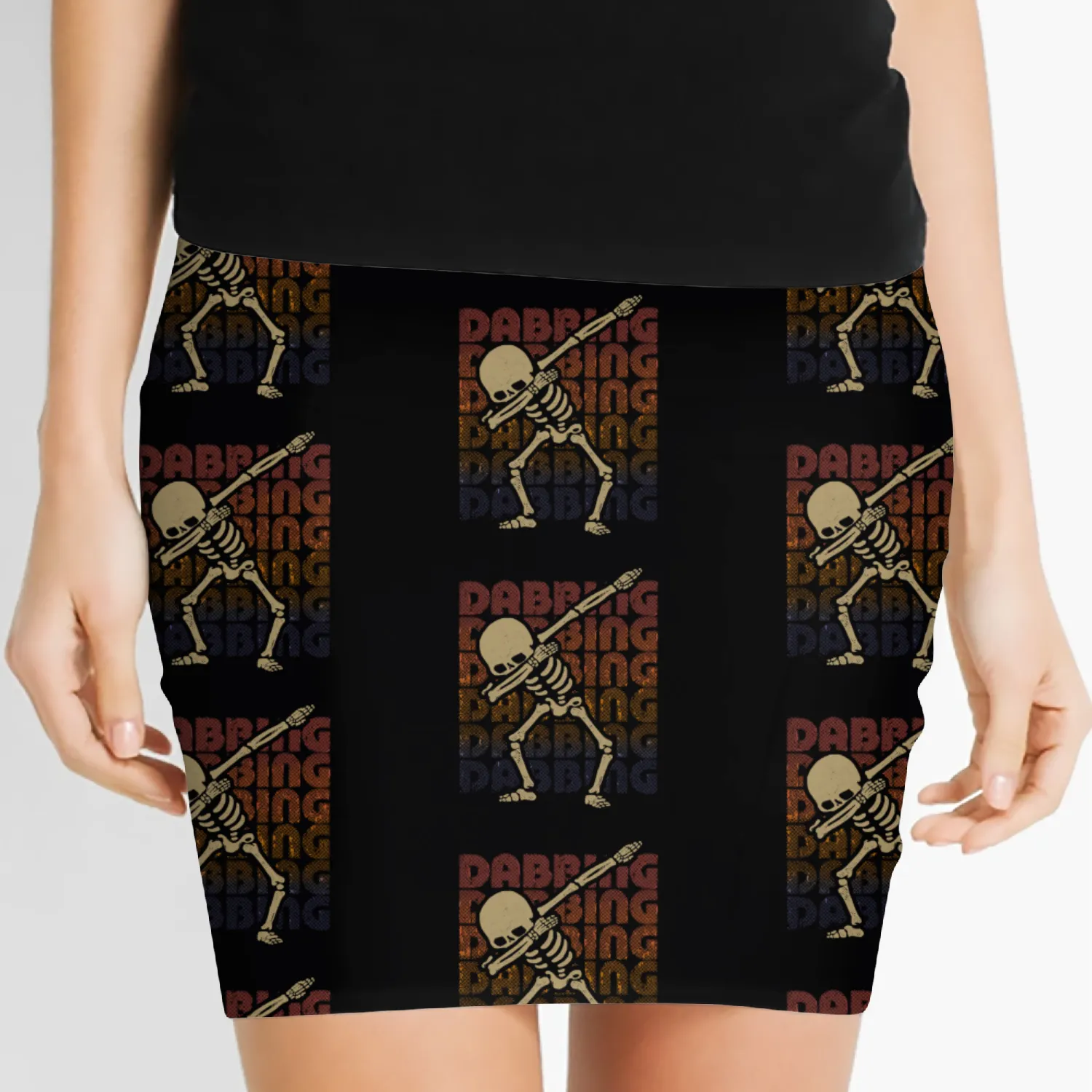 Dabbing Skeleton Type Rainbow Women's Mini Skirts