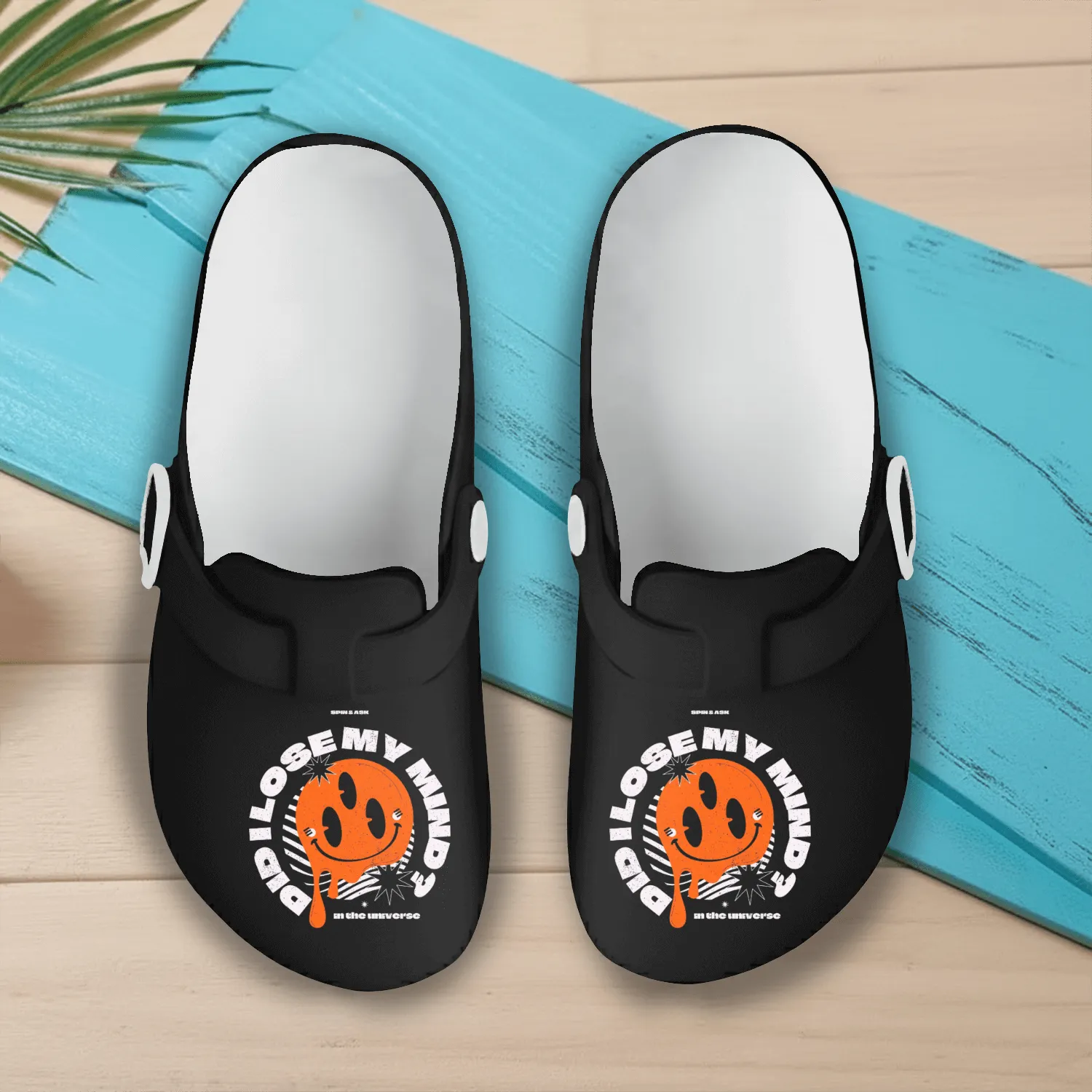 Playful Melting Smile Design Slip On Clogs